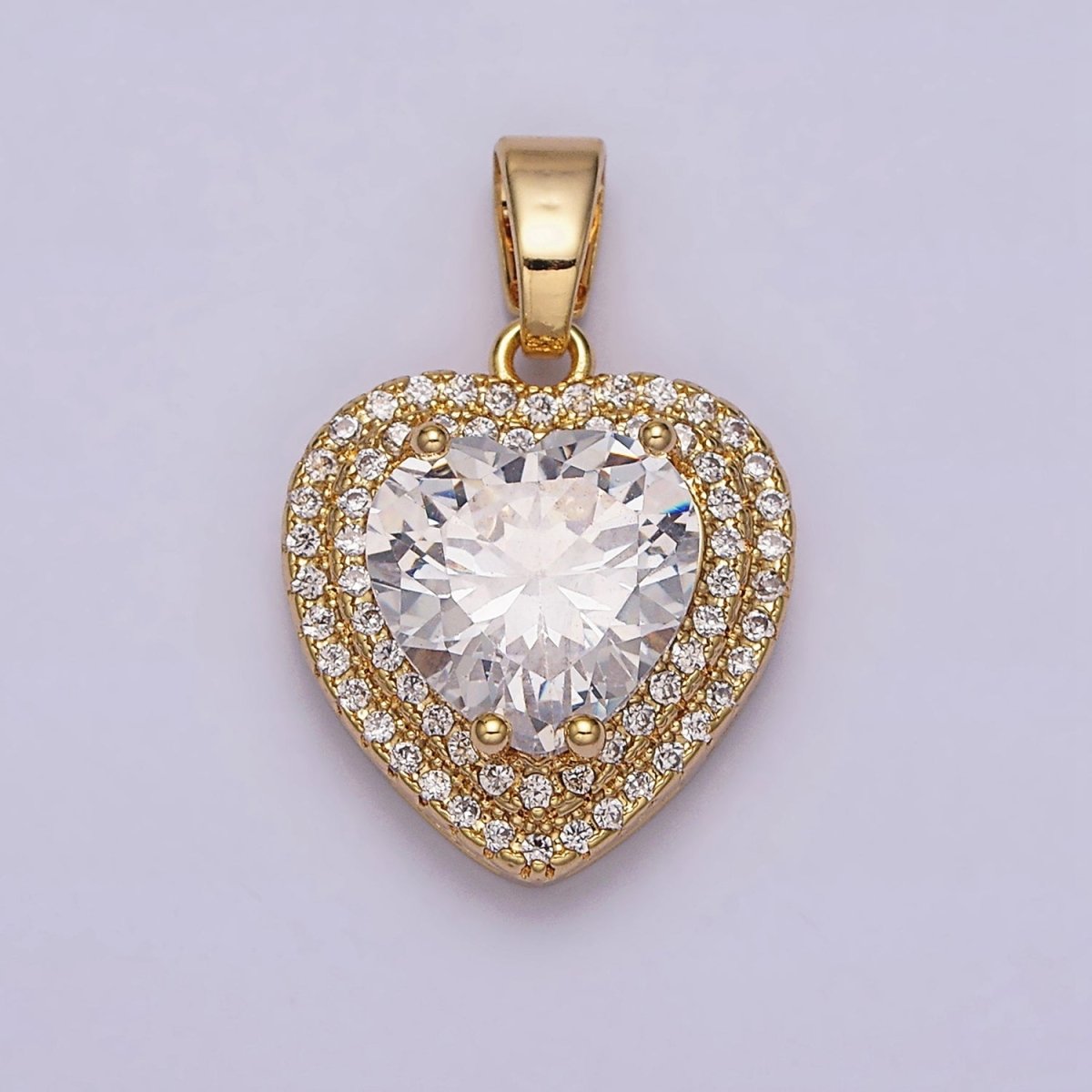 16K Gold Filled Clear CZ Micro Paved Pendant in Gold & Silver | AC1123 AA1124 - DLUXCA