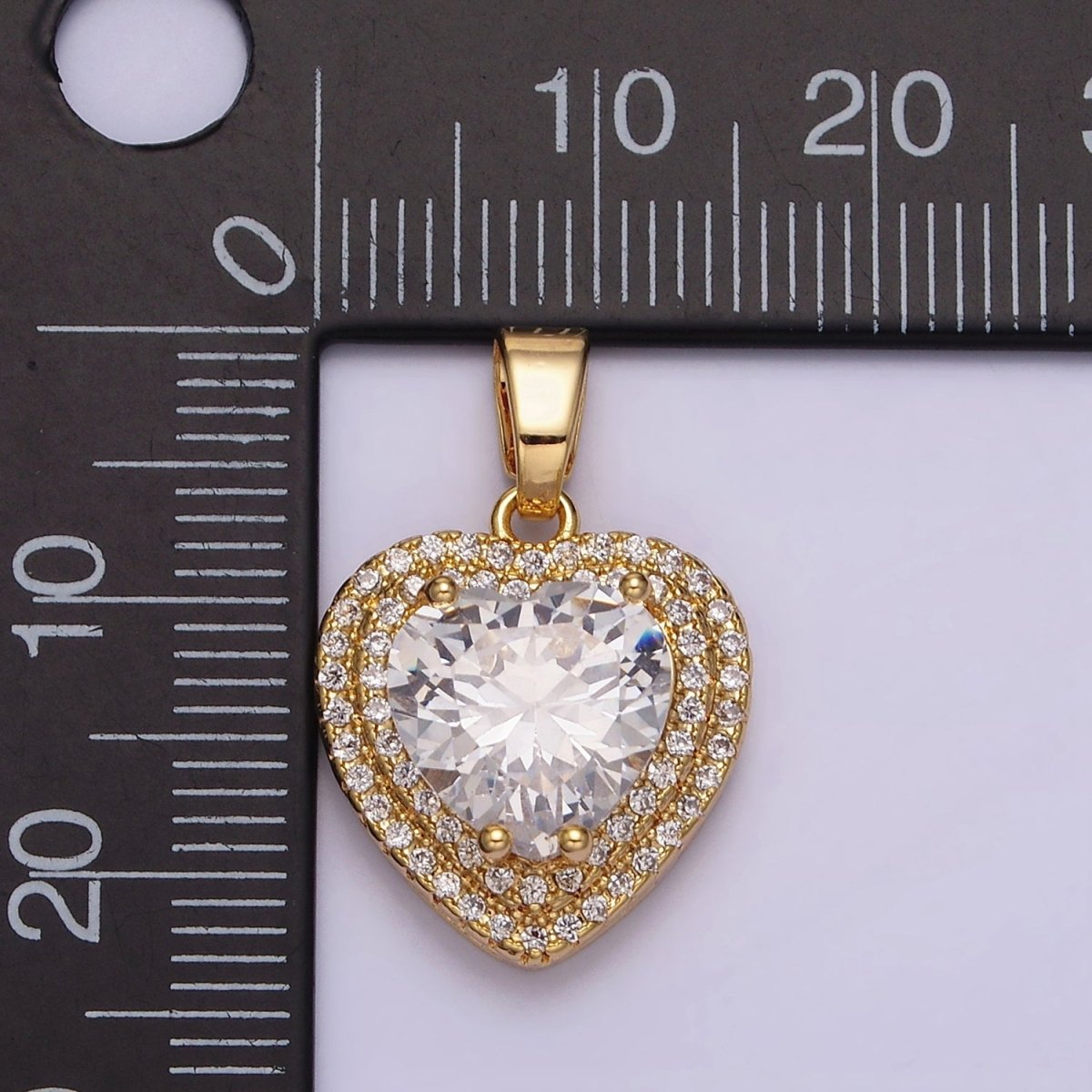 16K Gold Filled Clear CZ Micro Paved Pendant in Gold & Silver | AC1123 AA1124 - DLUXCA