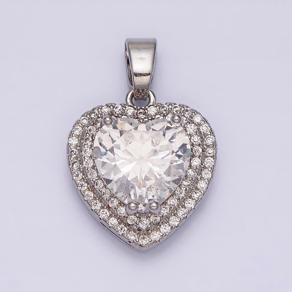 16K Gold Filled Clear CZ Micro Paved Pendant in Gold & Silver | AC1123 AA1124 - DLUXCA