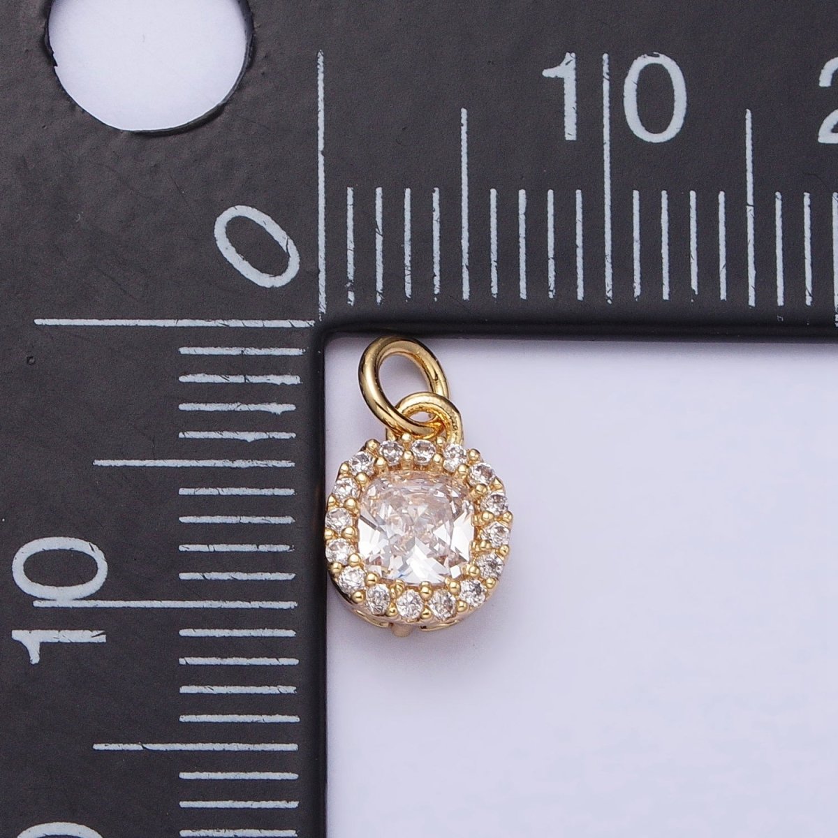 16K Gold Filled Clear CZ Micro Paved Square Round Add-On Charm in Gold & Silver | AC1253 AC1254 - DLUXCA