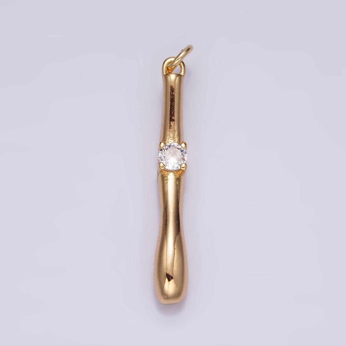 16K Gold Filled Clear CZ Moten Curved Linear Drop Charm | AG459 - DLUXCA