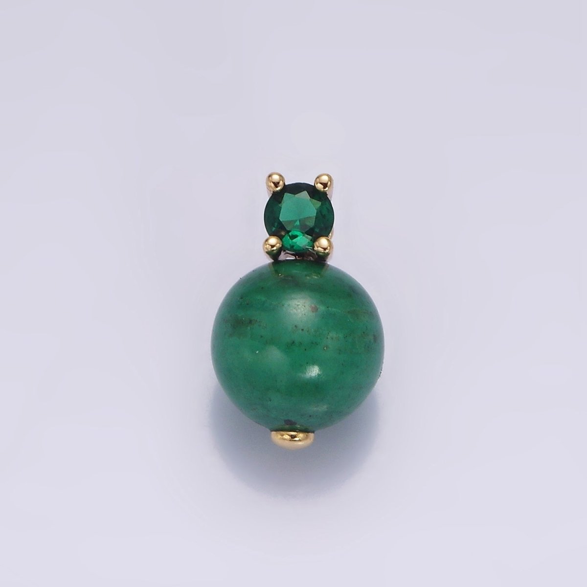 16K Gold Filled Clear, Green CZ Malachite Round Bead Pendant | N1843 N1844 - DLUXCA