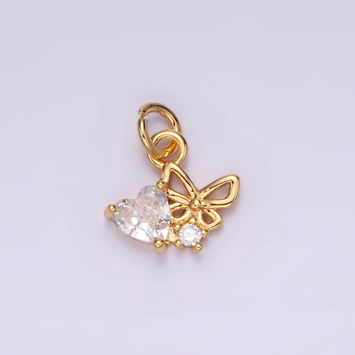 16K Gold Filled Clear Heart Open Butterfly Add-On Charm | AG104 - DLUXCA