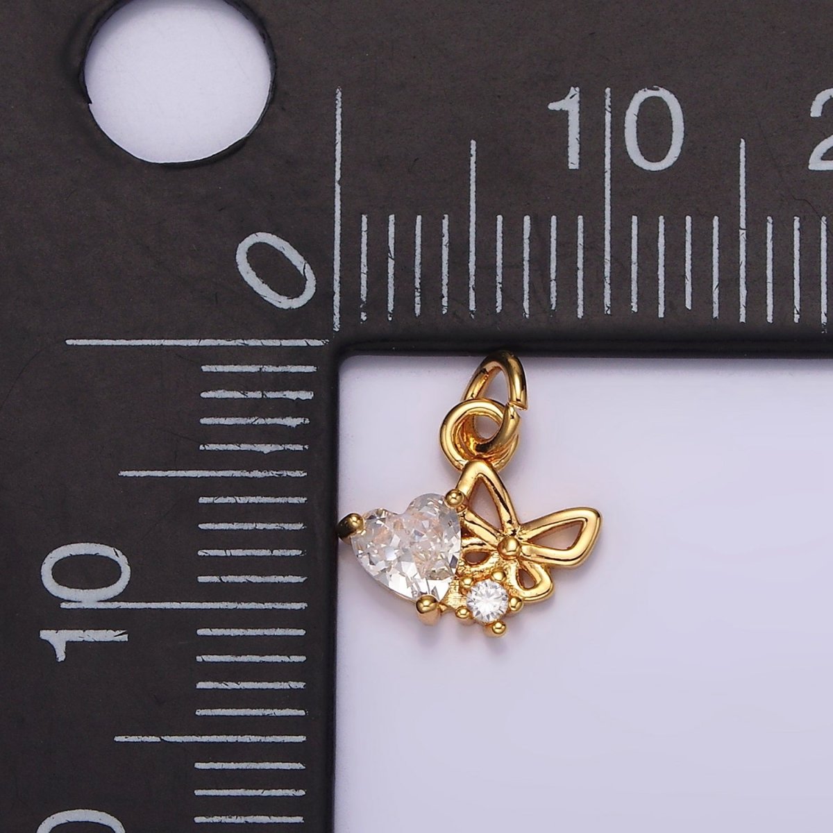 16K Gold Filled Clear Heart Open Butterfly Add-On Charm | AG104 - DLUXCA