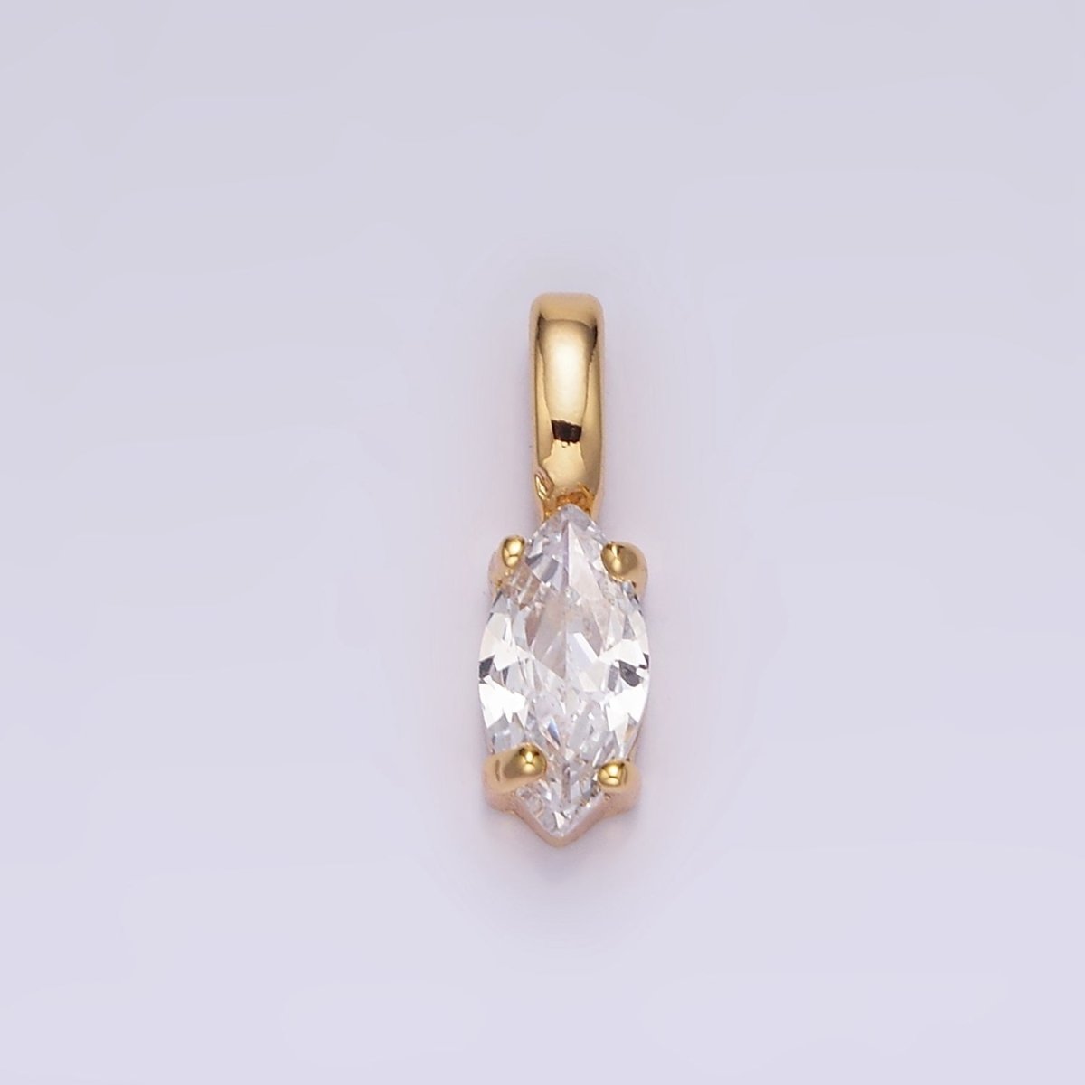 16K Gold Filled Clear Marquise CZ Minimalist Pendant | N-1778 - DLUXCA