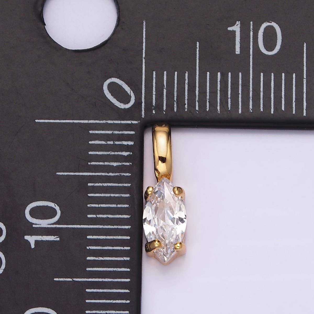 16K Gold Filled Clear Marquise CZ Minimalist Pendant | N-1778 - DLUXCA