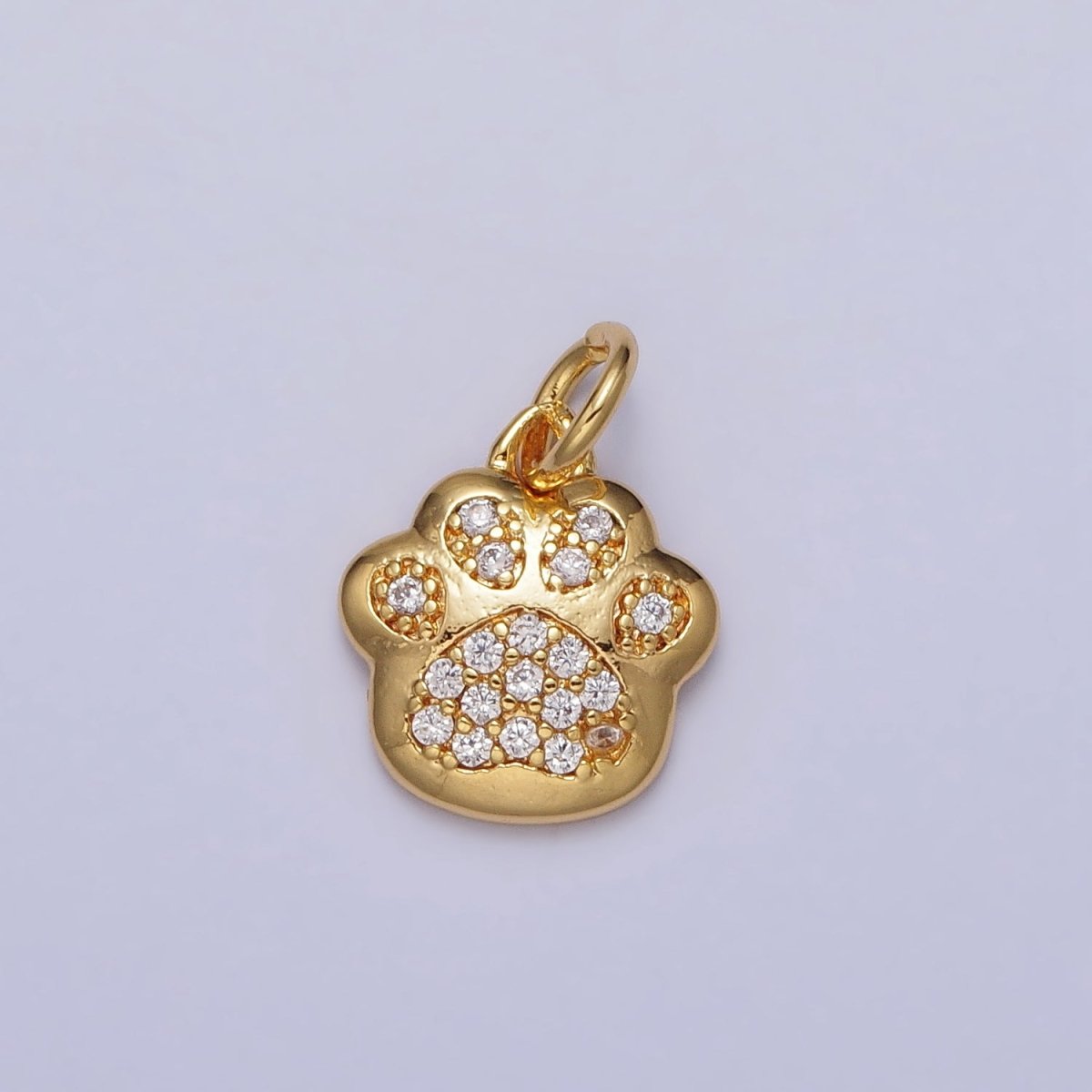 16K Gold Filled Clear Micro Paved CZ Animal Pawprint Add-On Charm | AC251 - DLUXCA