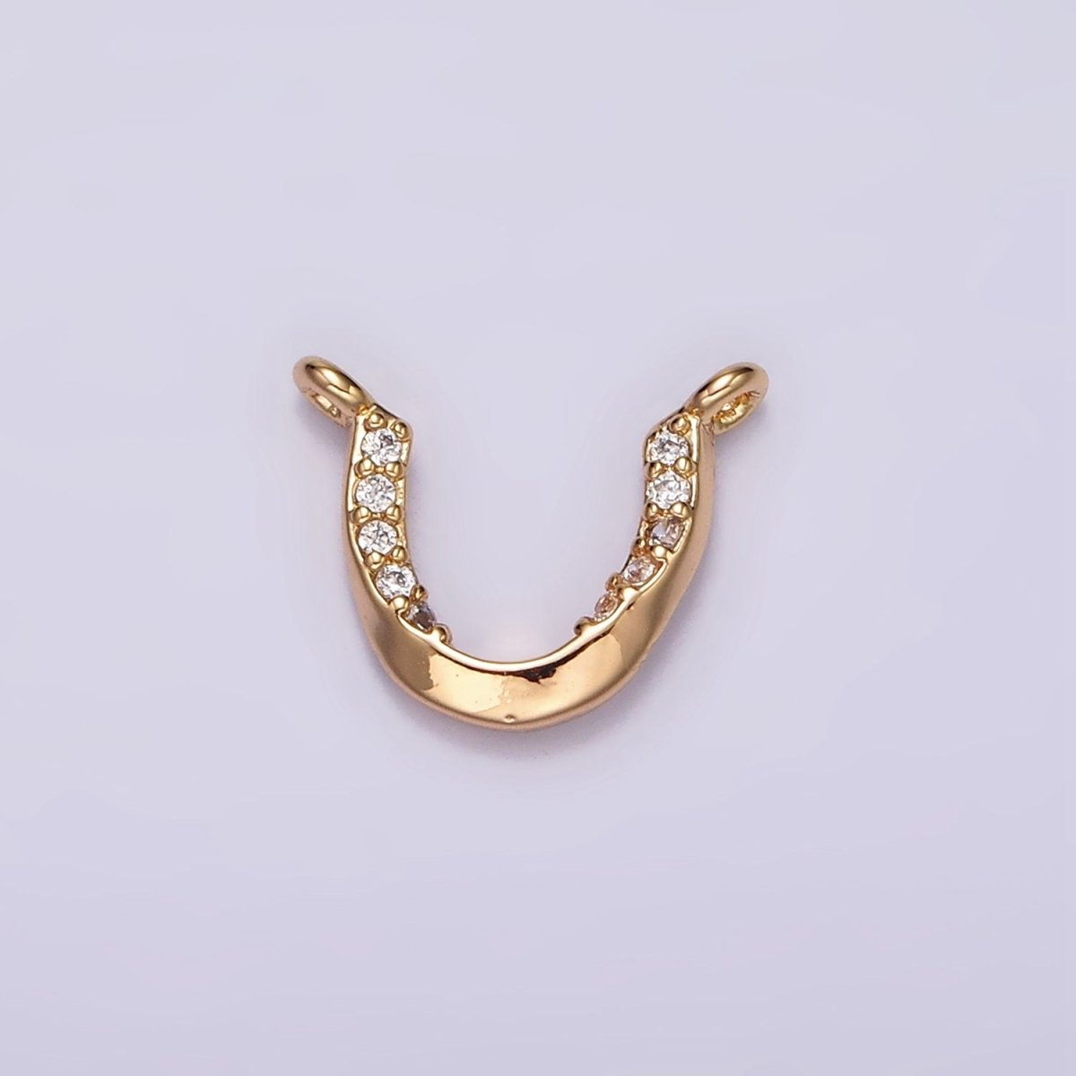 16K Gold Filled Clear Micro Paved CZ Curved U-Shaped Connector | G182 - DLUXCA