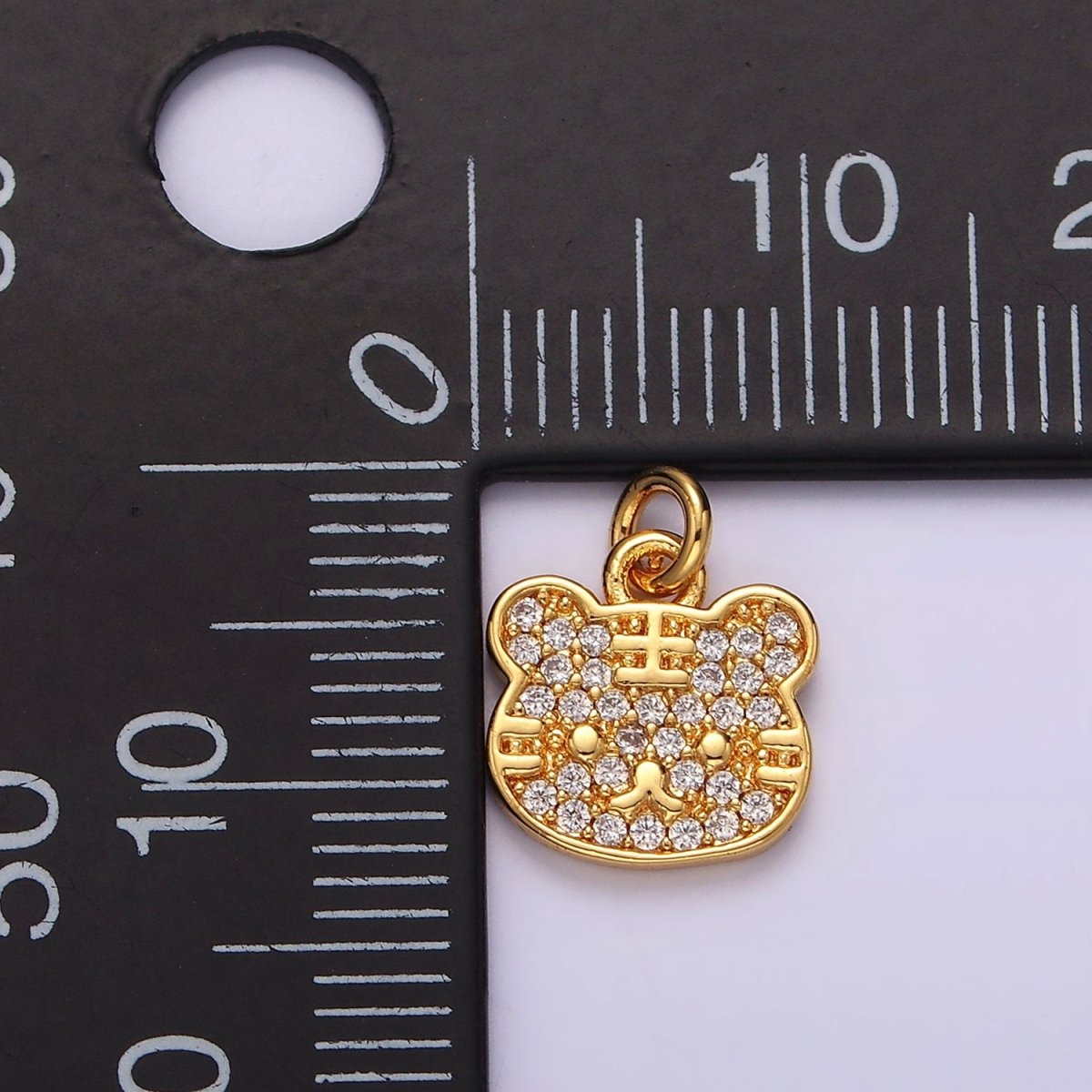 16K Gold Filled Clear Micro Paved CZ Kitty Cat Animal Pet Charm | AC849 - DLUXCA