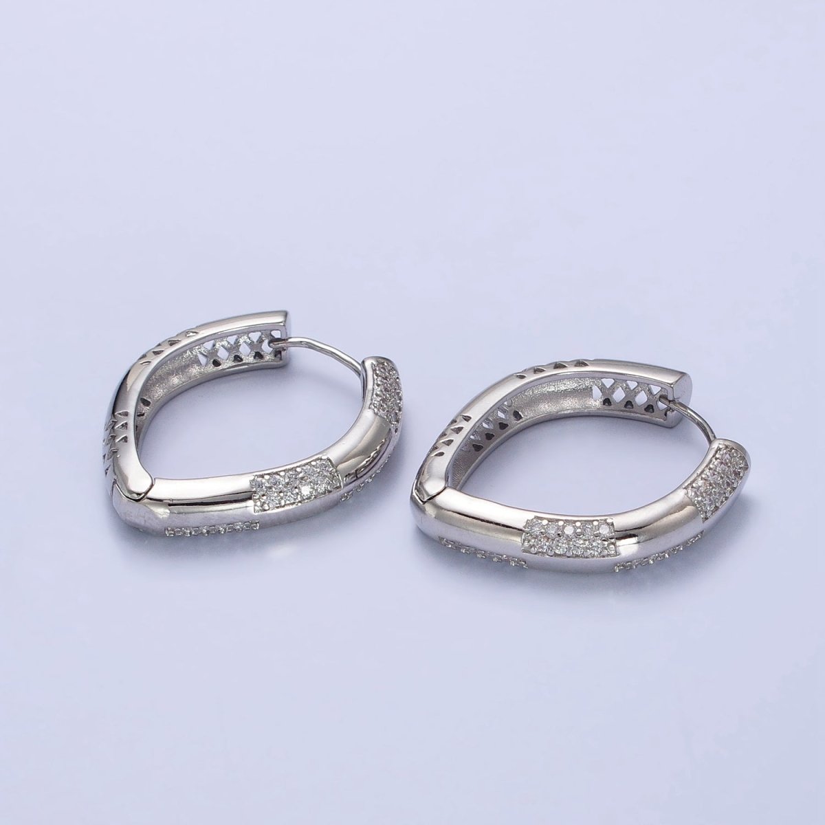 16K Gold Filled Clear Micro Paved CZ Sphere Hoop Earrings in Gold & Silver | AB470 AB460 - DLUXCA