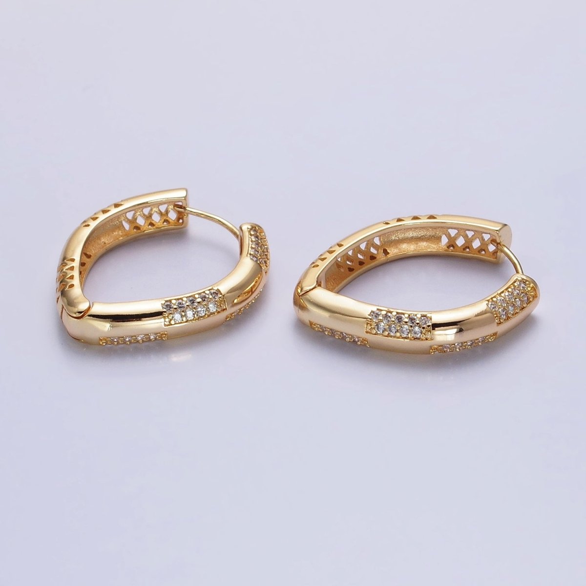 16K Gold Filled Clear Micro Paved CZ Sphere Hoop Earrings in Gold & Silver | AB470 AB460 - DLUXCA