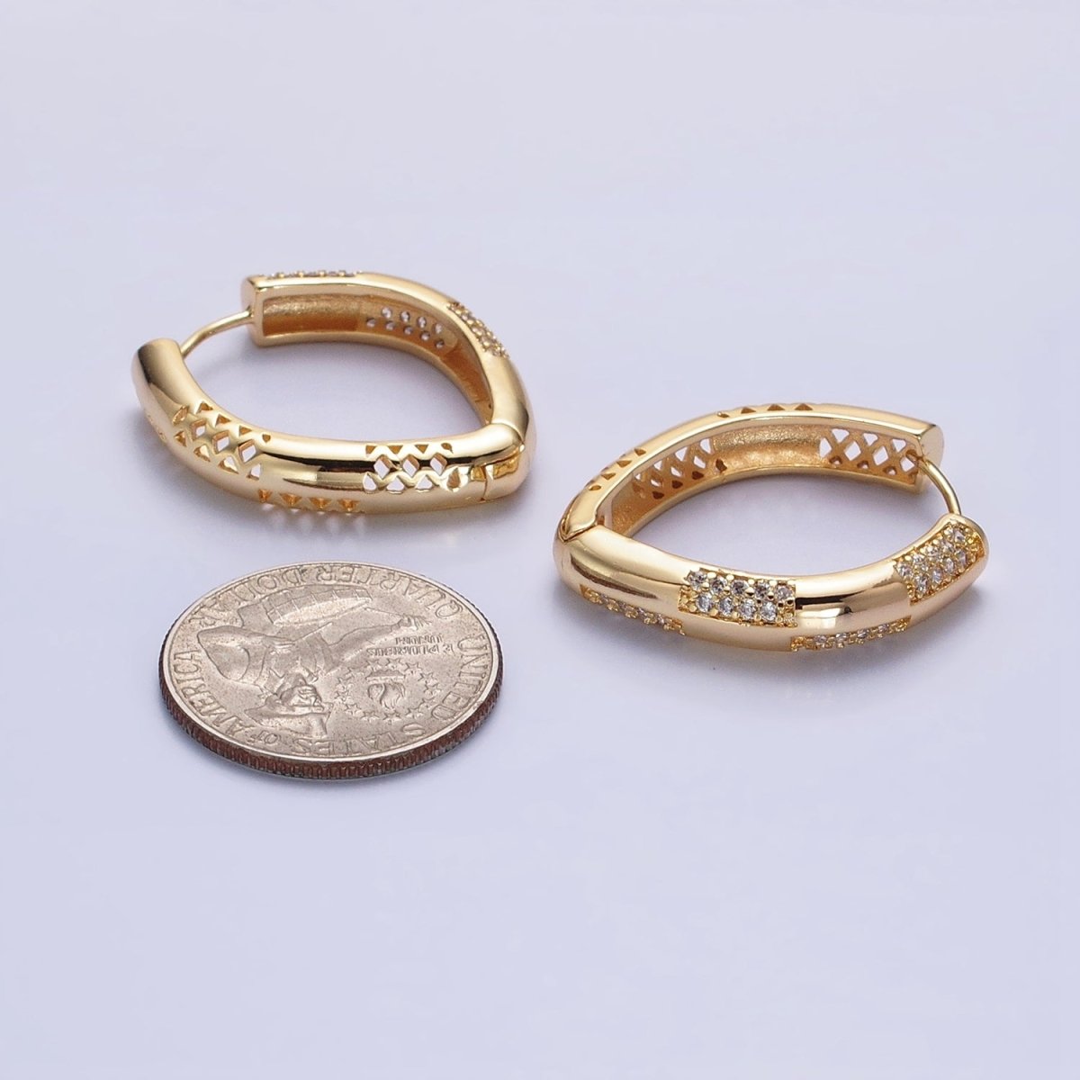 16K Gold Filled Clear Micro Paved CZ Sphere Hoop Earrings in