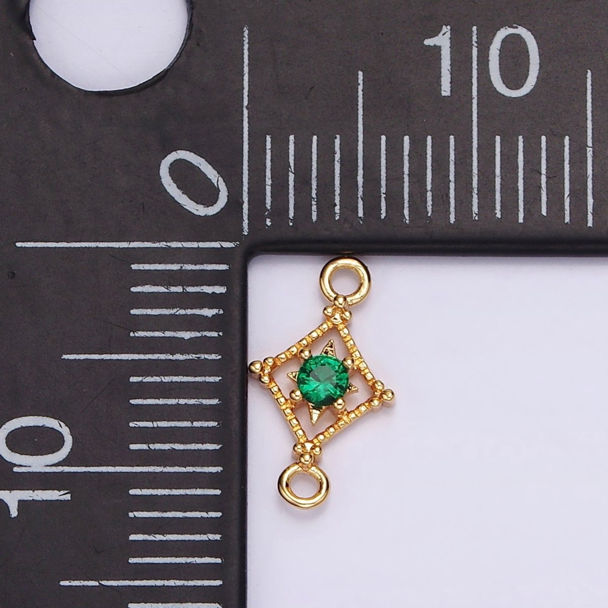 16K Gold Filled Clear, Pink, Green CZ Celestial Star Beaded Rhombus Connector | G-054 - G-056 - DLUXCA