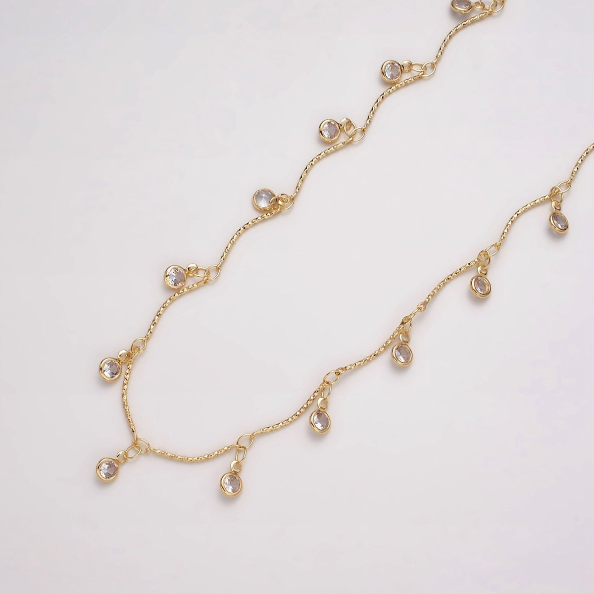 16K Gold Filled Clear Round Drop Textured Designed Unfinished Chain in Gold & Silver | ROLL-1363 ROLL-1364 Clearance Pricing - DLUXCA