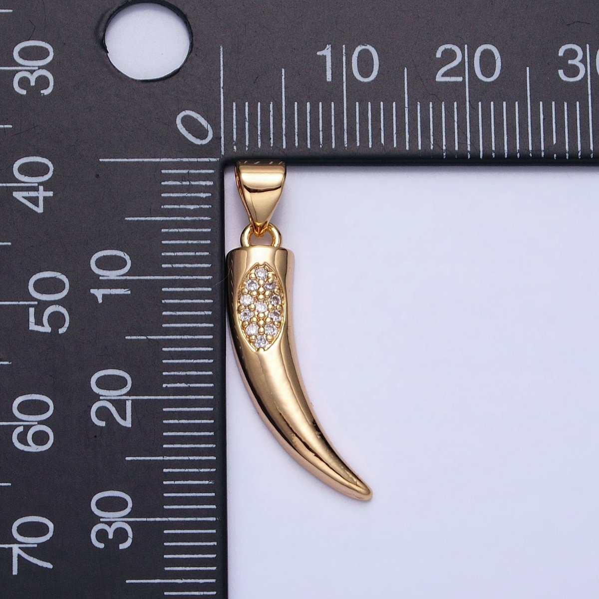 16K Gold Filled Cornicyll Horn Micro Paved CZ Pendant in Gold & Silver | AA371 AA372 - DLUXCA