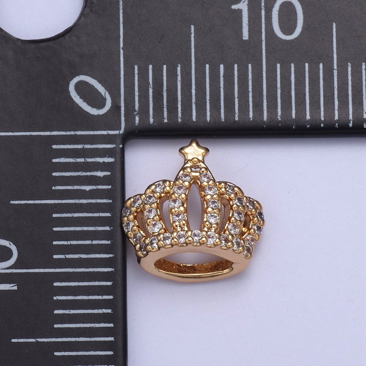 16K Gold Filled Crown Tiara with Star CZ Pendant Charm, Micro Pave Charm For Earring Bracelet Necklace N-426 - DLUXCA