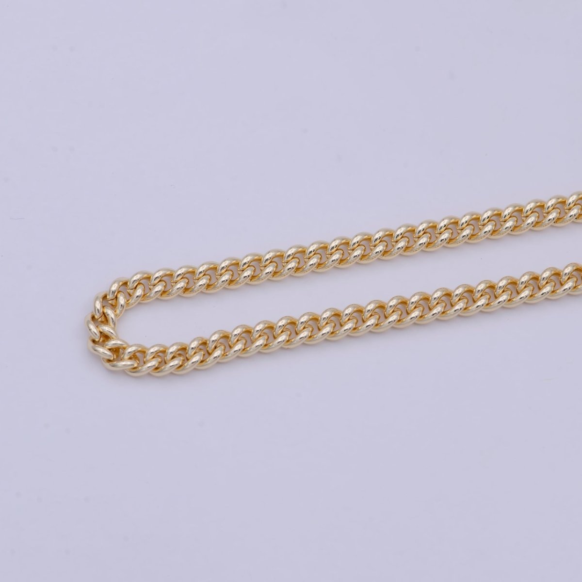16K Gold Filled Cuban Curb Chain by Yard, Wholesale Bulk Roll Chain for Jewelry Making | ROLL-257 - DLUXCA