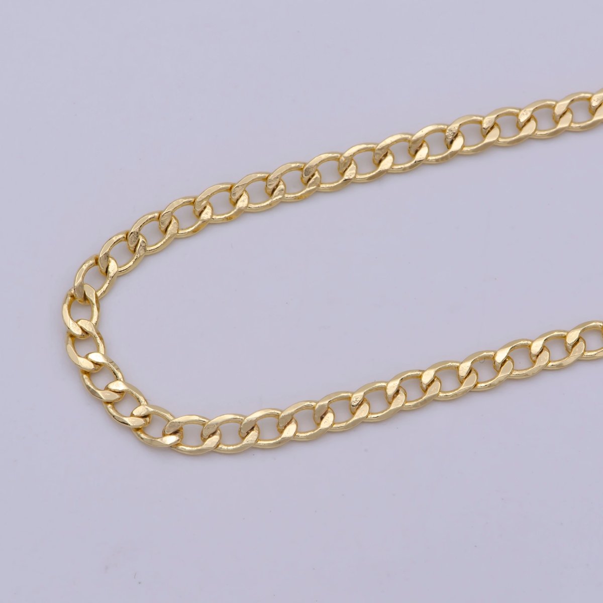 16K Gold Filled CURB Chain, Flat Cuban Curb Chain Sold by Yard, 0.5mm Thickness Unfinished Wholesale Bulk Chain | ROLL-564 / ROLL-393 / ROLL-283 Clearance Pricing - DLUXCA