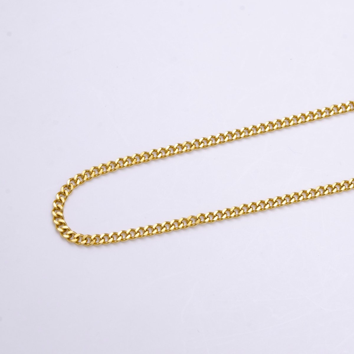 16K Gold Filled Curb Link Chain 2.2mm Width Unfinished Chain By Yard For Jewelry Making | ROLL-1388 - DLUXCA
