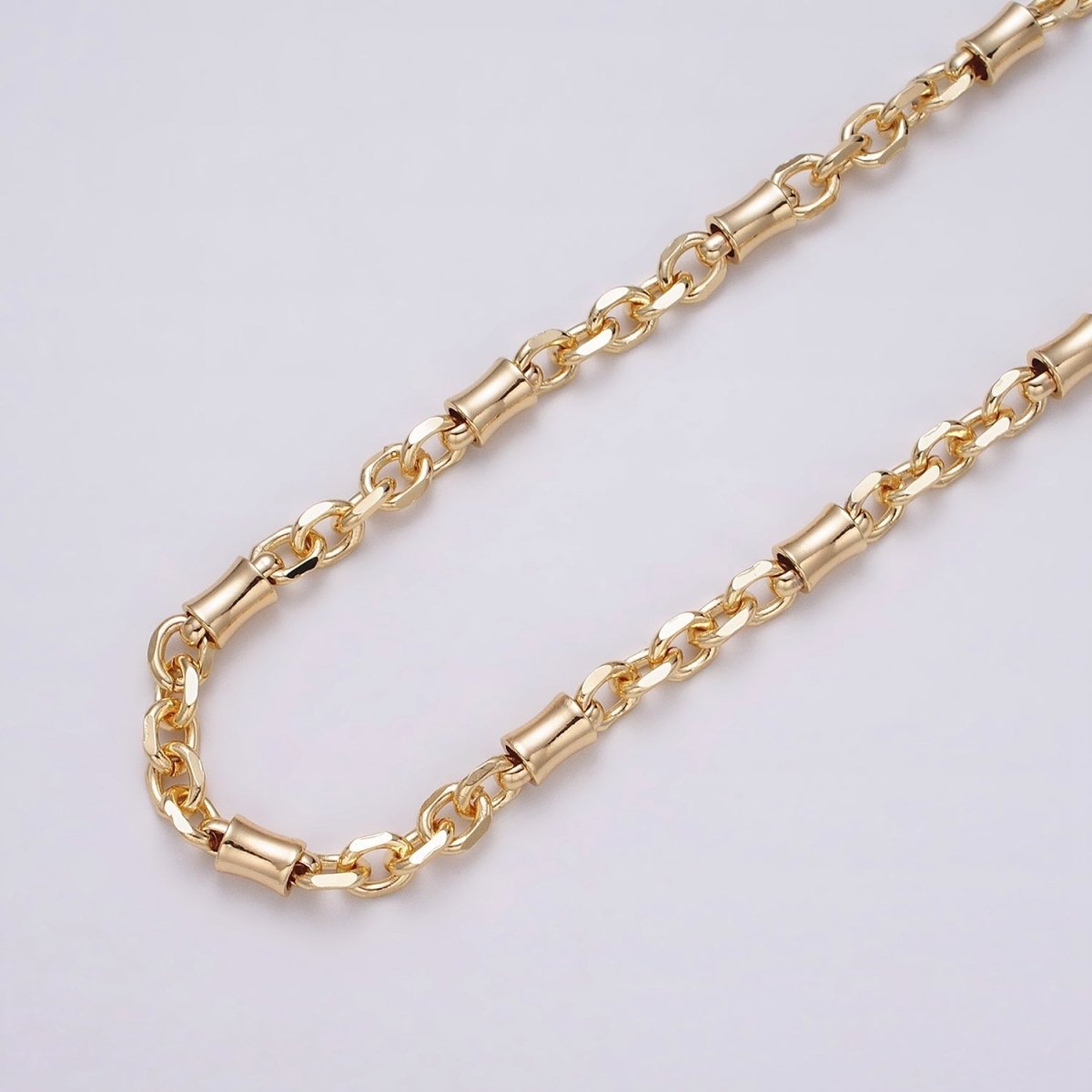 16K Gold Filled Curved Tube Multiple Flat Cable Link Unfinished Chain in Gold & Silver | ROLL-1225 ROLL-1226 Clearance Pricing - DLUXCA