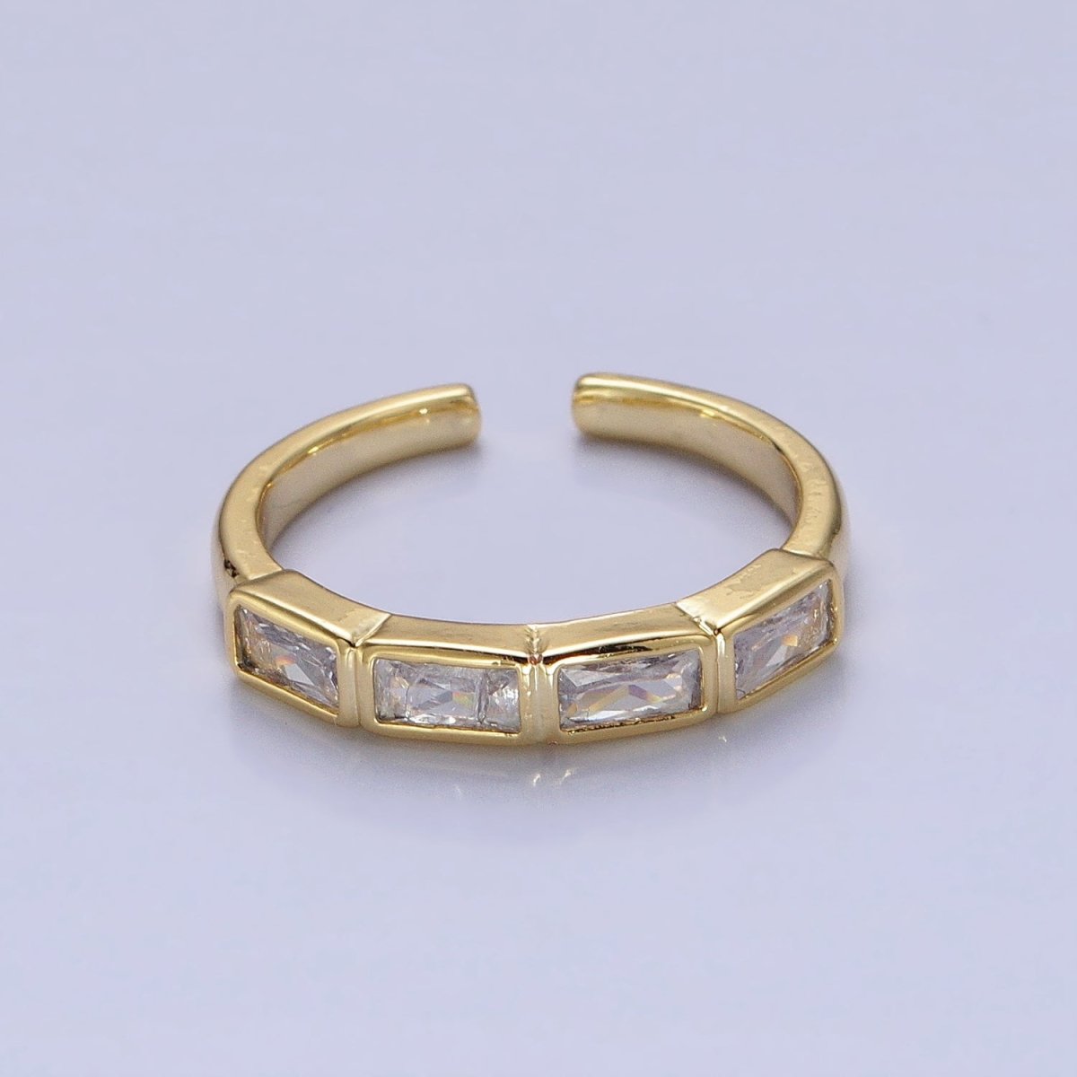 16K Gold Filled CZ Lined Multicolor, Clear Baguette Thin Ring in Gold & Silver | O-1936 O-1937 O-1938 O-1939 - DLUXCA