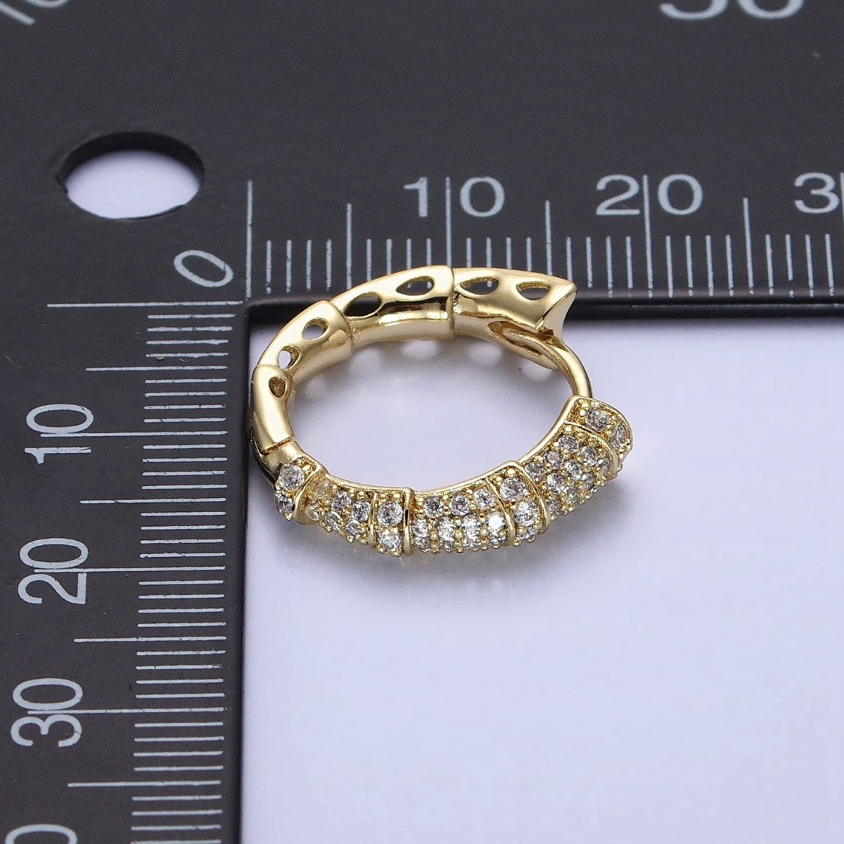 16K Gold Filled CZ Micro Paved Geometric Huggie Endless Hoop Earrings | AD1323 AD1324 - DLUXCA