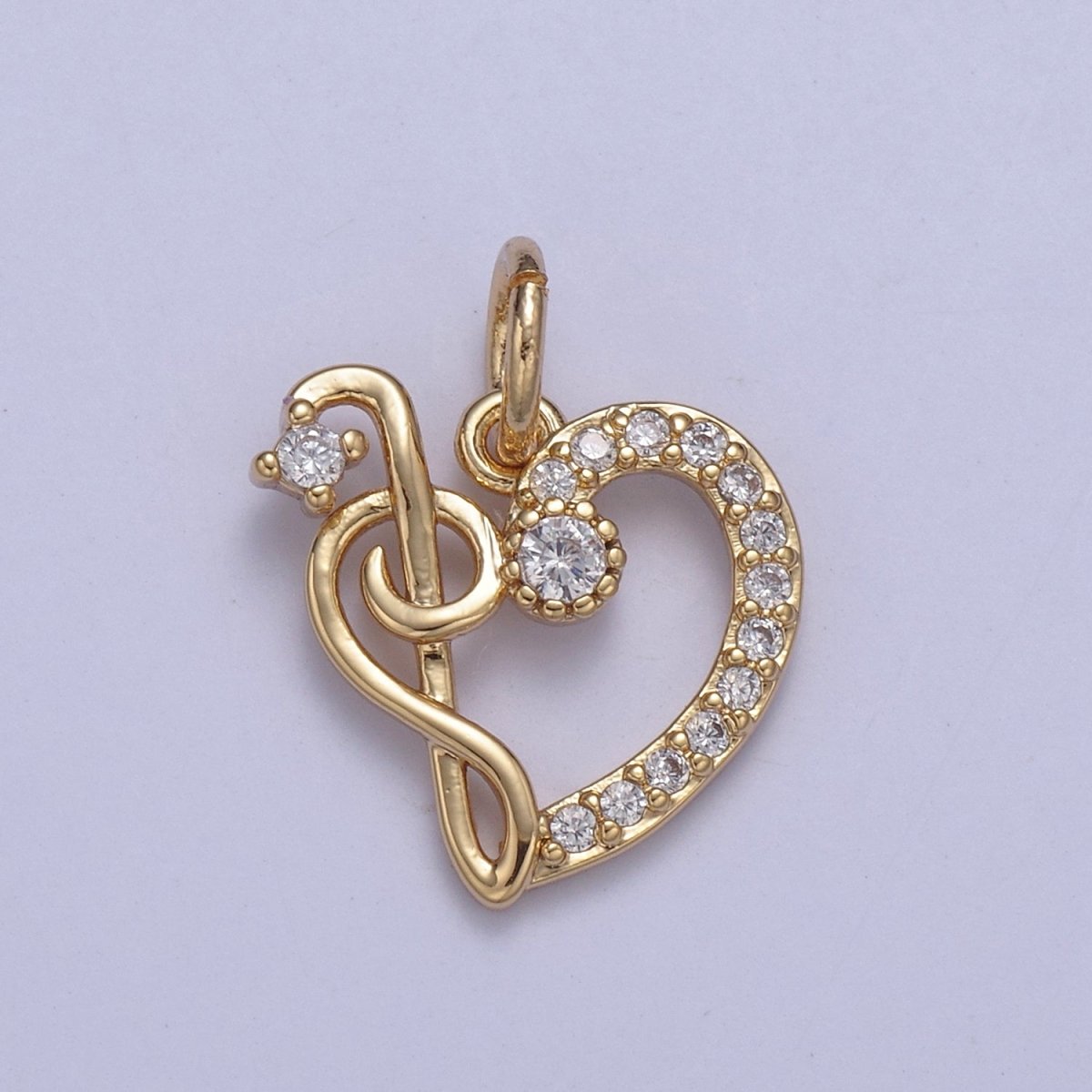 16K Gold Filled Dainty Micro pave Heart Charm, Love Inspired Tiny Heart Ornament Charm N-430 - DLUXCA