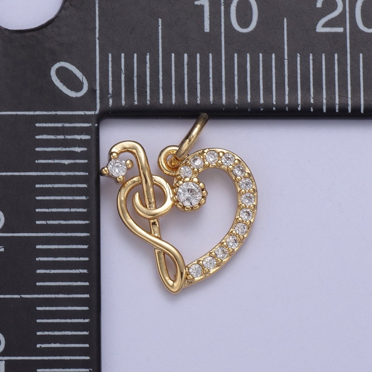 16K Gold Filled Dainty Micro pave Heart Charm, Love Inspired Tiny Heart Ornament Charm N-430 - DLUXCA