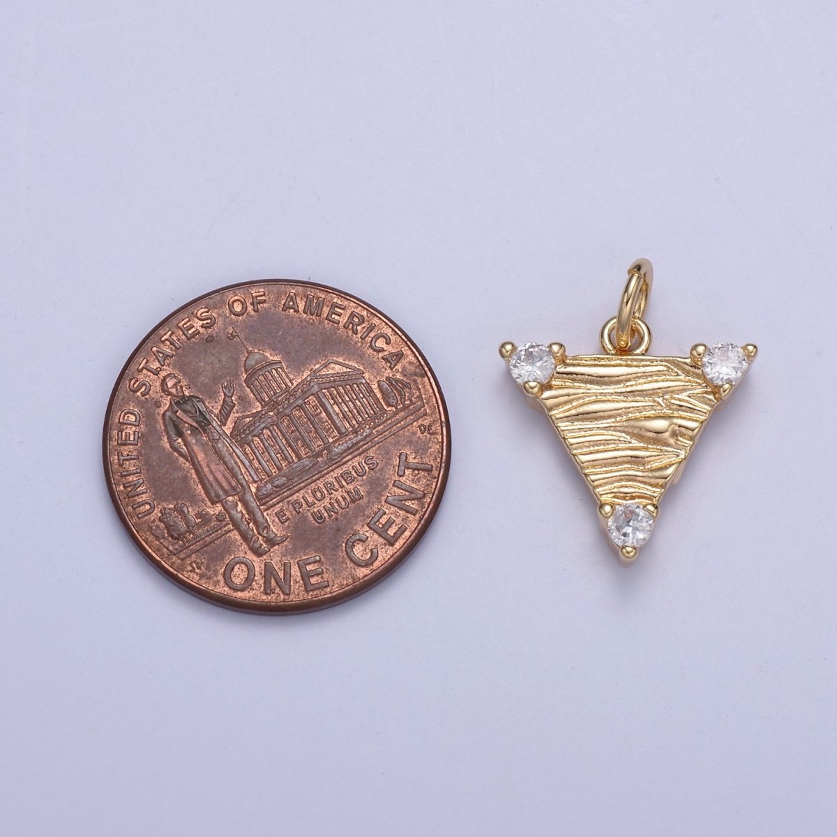 16k Gold Filled Dainty Triangle Charm Cubic Zirconia Charm in Gold micro Pave CZ Geometric Charm N-432 - DLUXCA