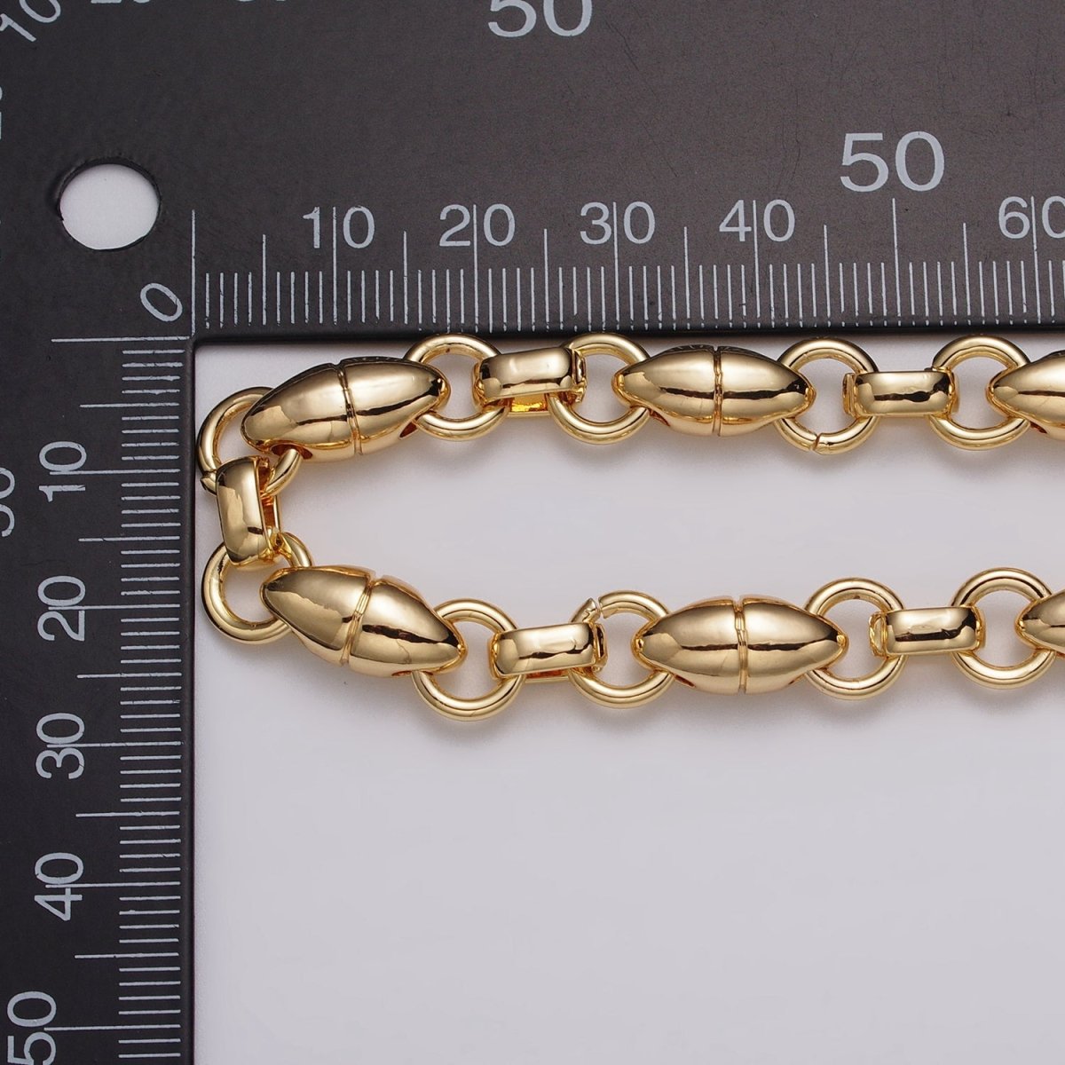 16k Gold Filled Designed Oval Pill Rolo Link Unfinished Chain by Yard in Gold & Silver | ROLL-1167 ROLL-1168 Clearance Pricing - DLUXCA