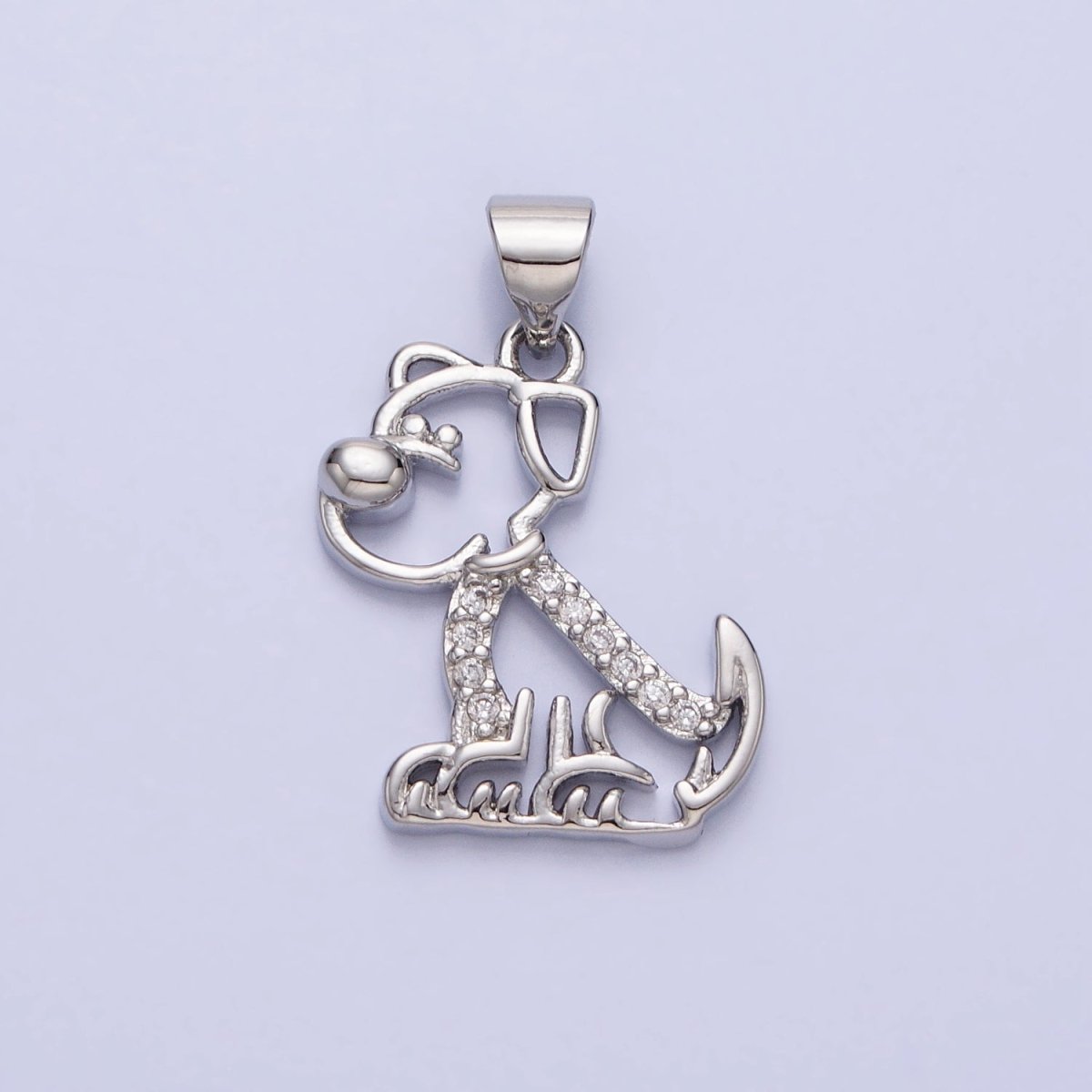 16K Gold Filled Dog Pet Animal Micro Paved CZ Open Pendant in Gold & Silver | AA302 AA312 - DLUXCA