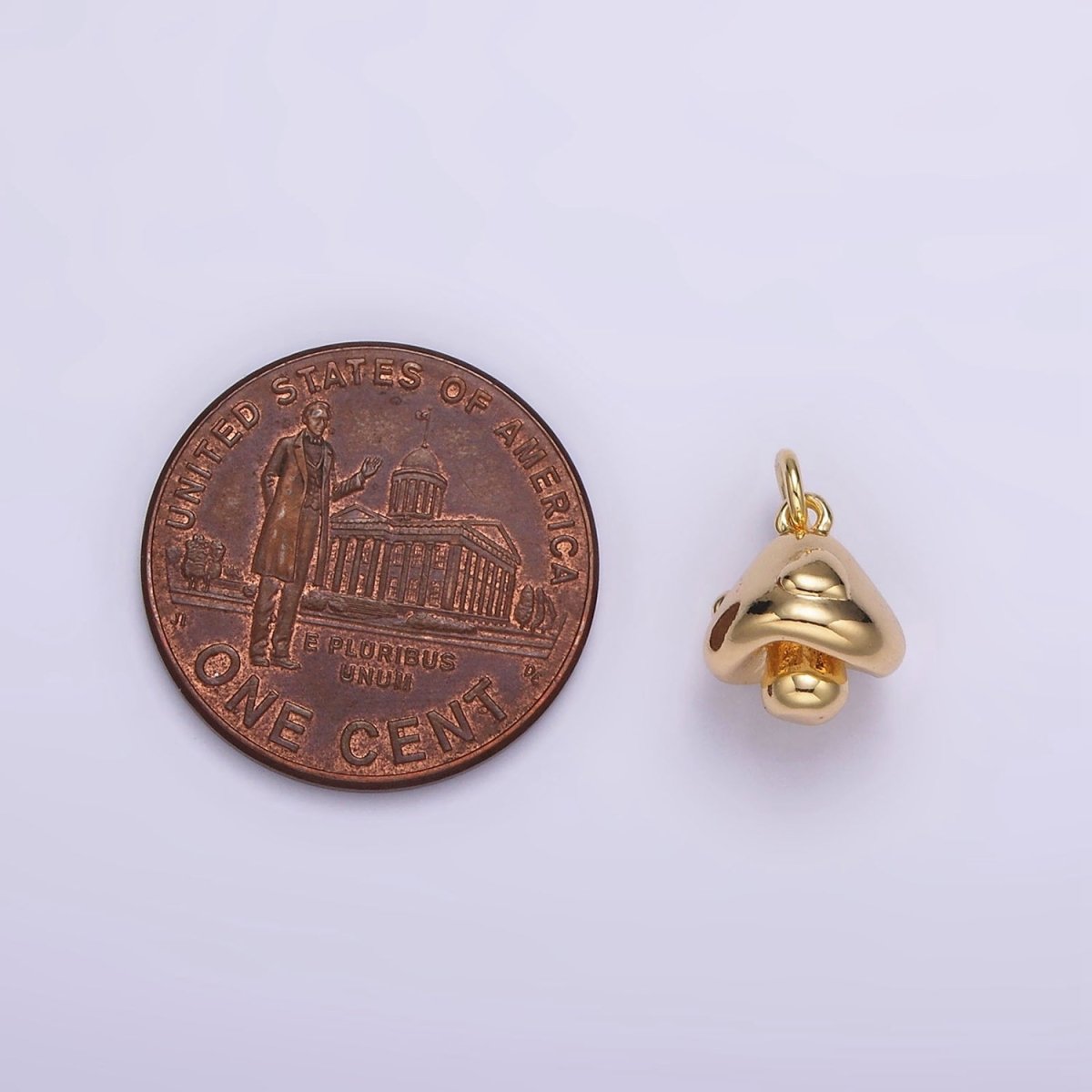 16K Gold Filled Dotted Chubby Mushroom Mini Minimalist Add-On Charm | AG418 - DLUXCA