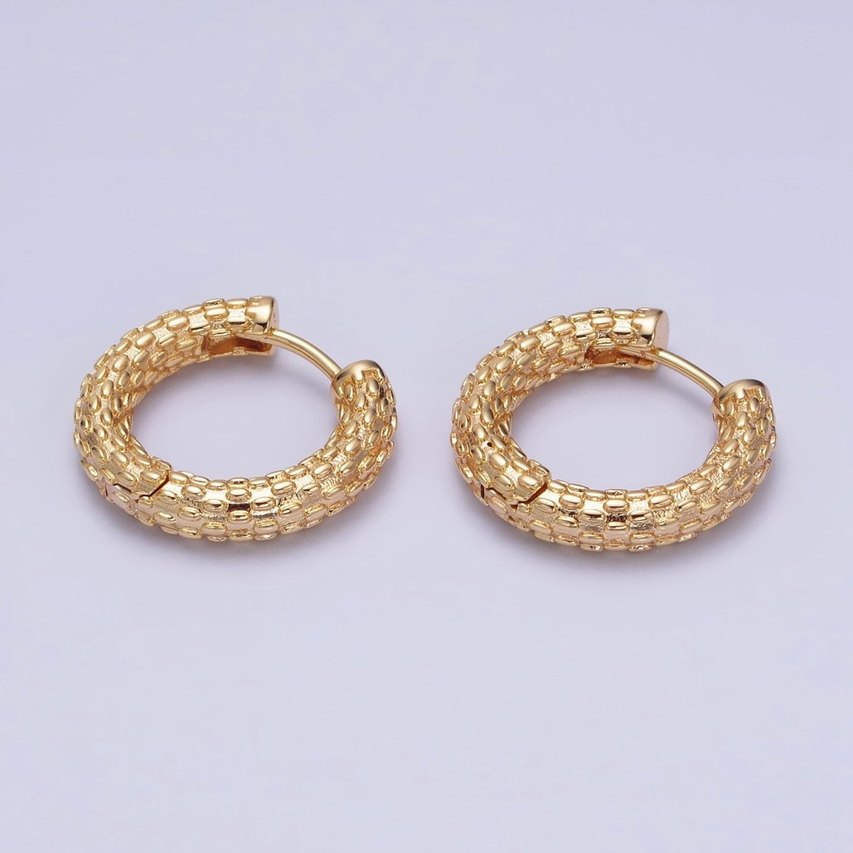 16K Gold Filled Dotted Textured 20.5mm Endless Hoop Earrings in Gold & Silver | AD885 AD886 - DLUXCA