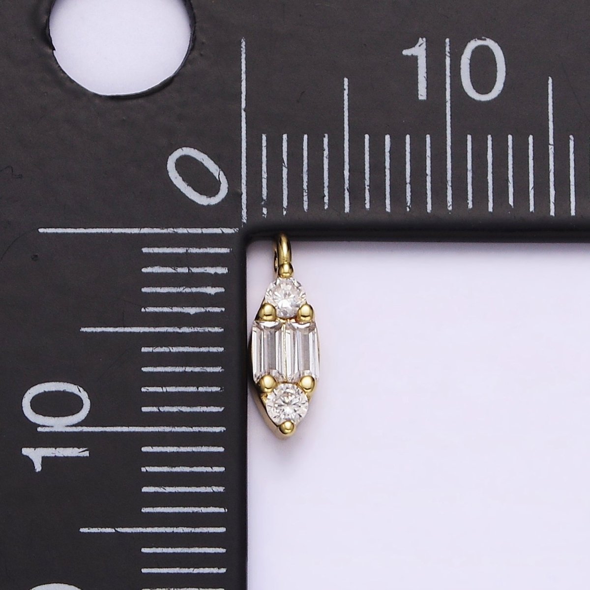 16K Gold Filled Double Baguette CZ Marquise-Shaped Mini Charm | N-969 - DLUXCA