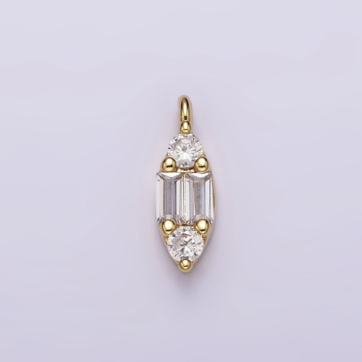 16K Gold Filled Double Baguette CZ Marquise-Shaped Mini Charm | N-969 - DLUXCA