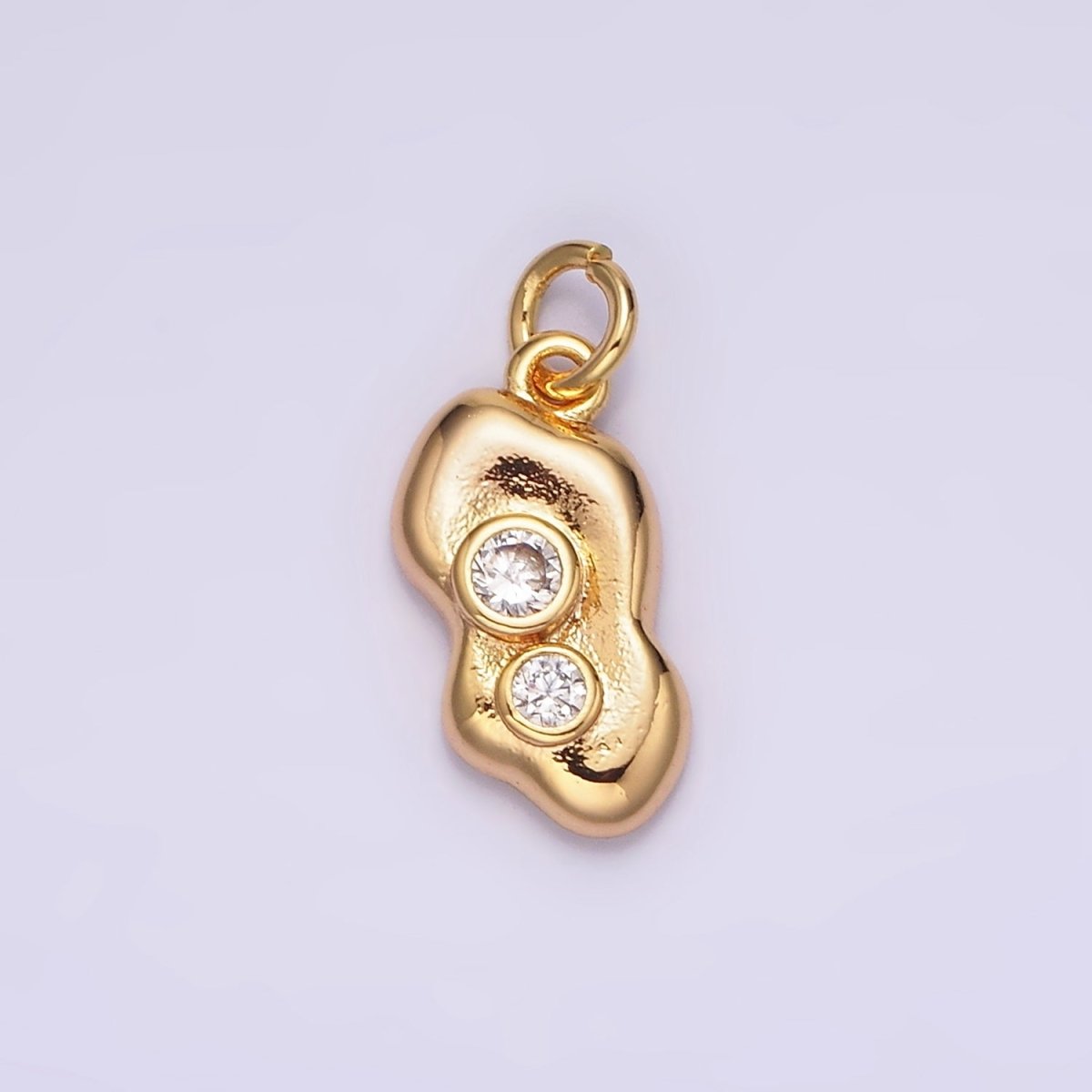 16K Gold Filled Double Clear CZ Dotted Abstract Charm | AG097 - DLUXCA