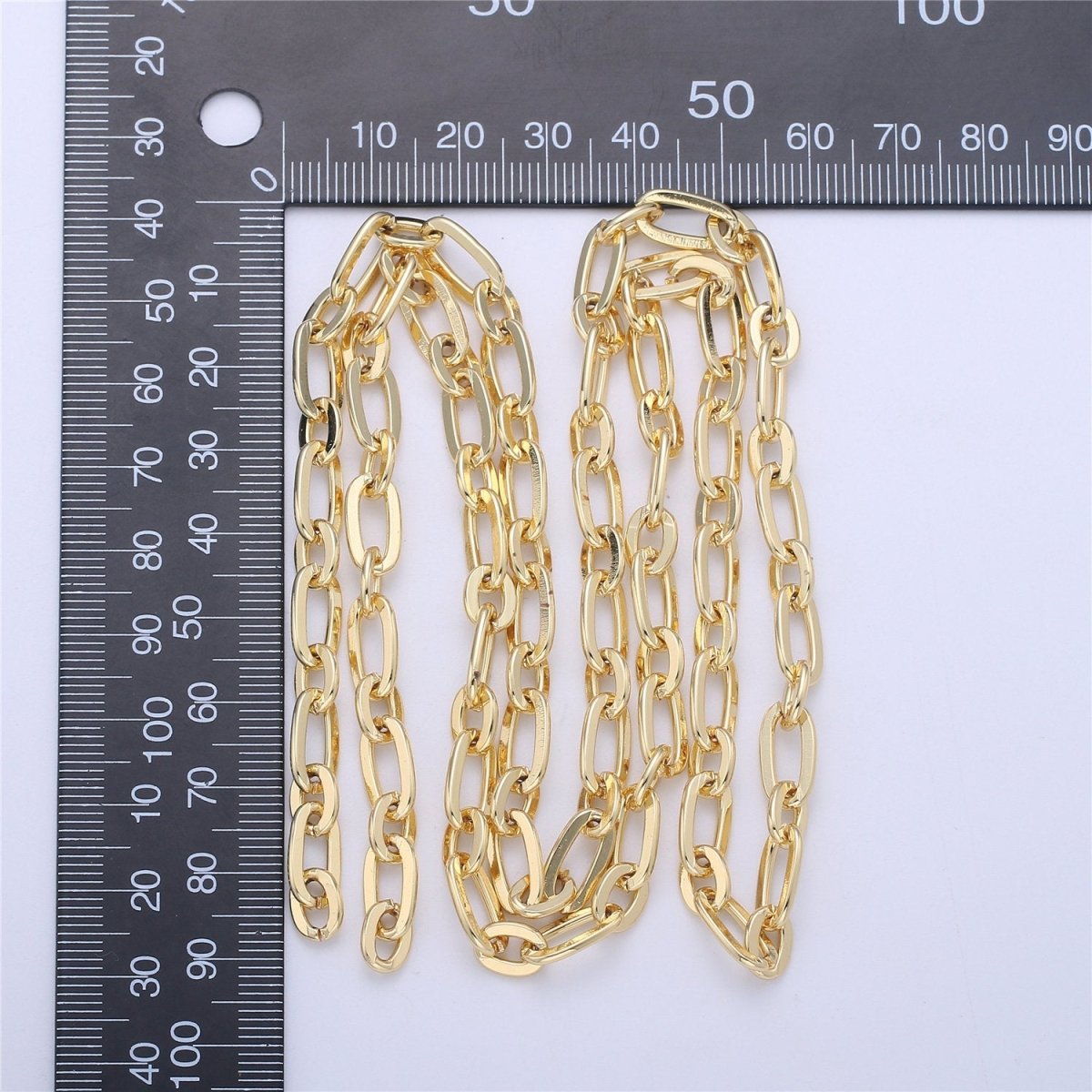 16k Gold Filled Elongated Rectangle Oval Chain, 6x12 mm 6mm width unfinished chain by yard for jewelry making supply ROLL-029 Clearance Pricing - DLUXCA