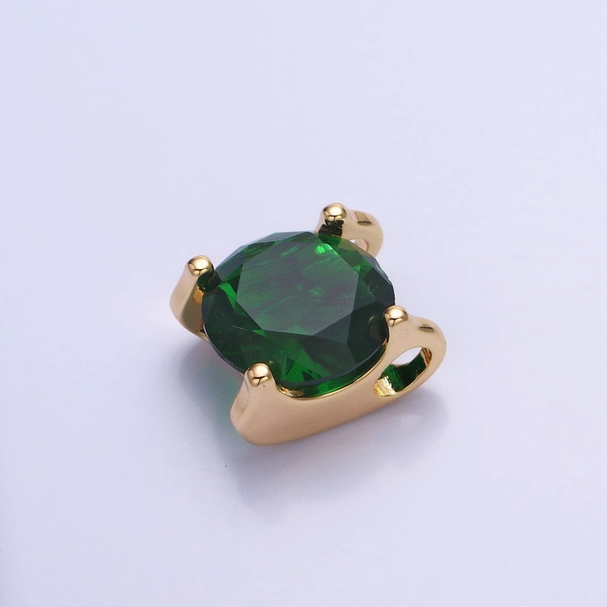 16K Gold Filled Emerald Green Birthday May Birthstone 12mm Add-On Charm in Silver & Gold | AC400 AC9513 - DLUXCA