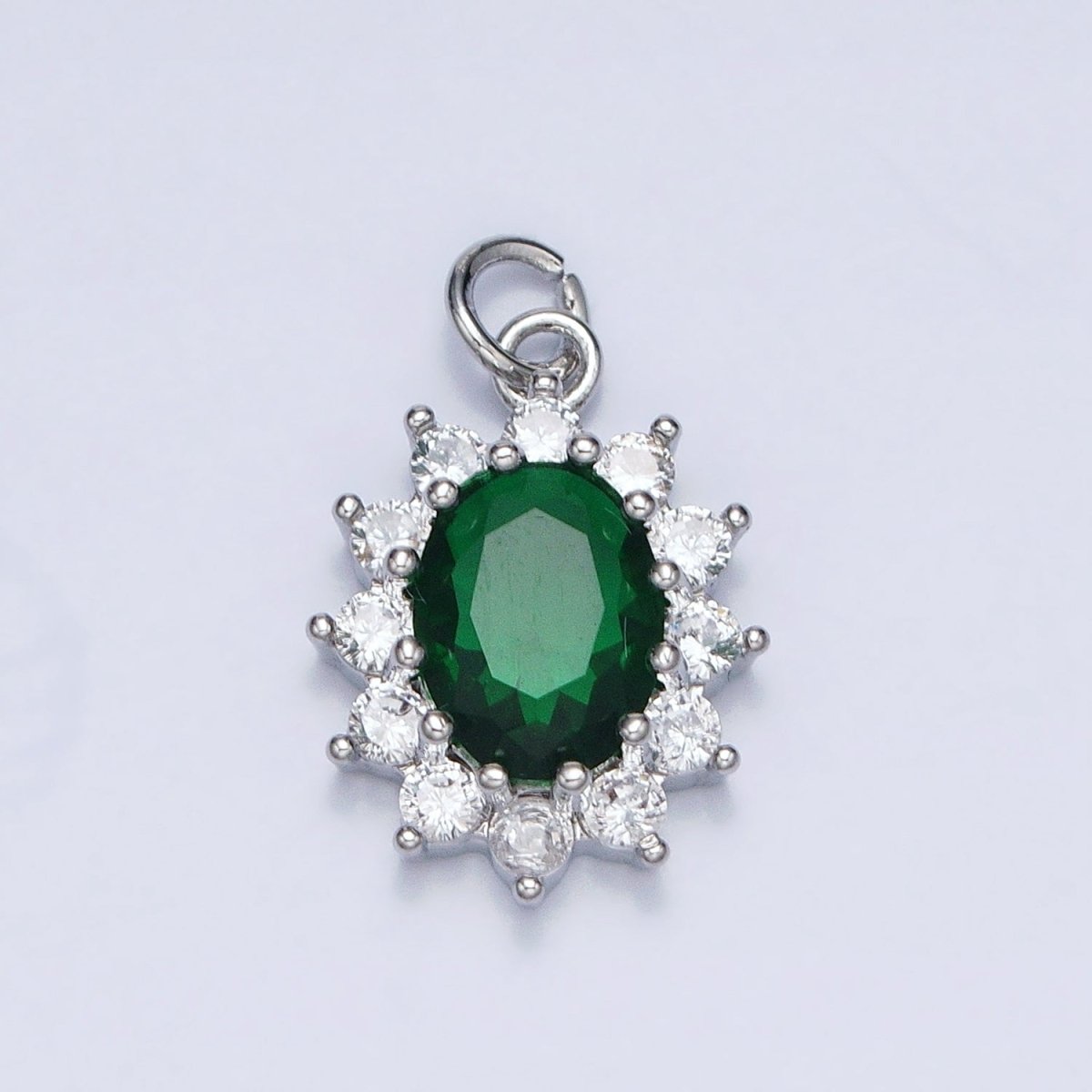 16K Gold Filled Emerald Green Oval Celestial Sun Star Add-On Charm in Gold & Silver | AC962 AC963 - DLUXCA