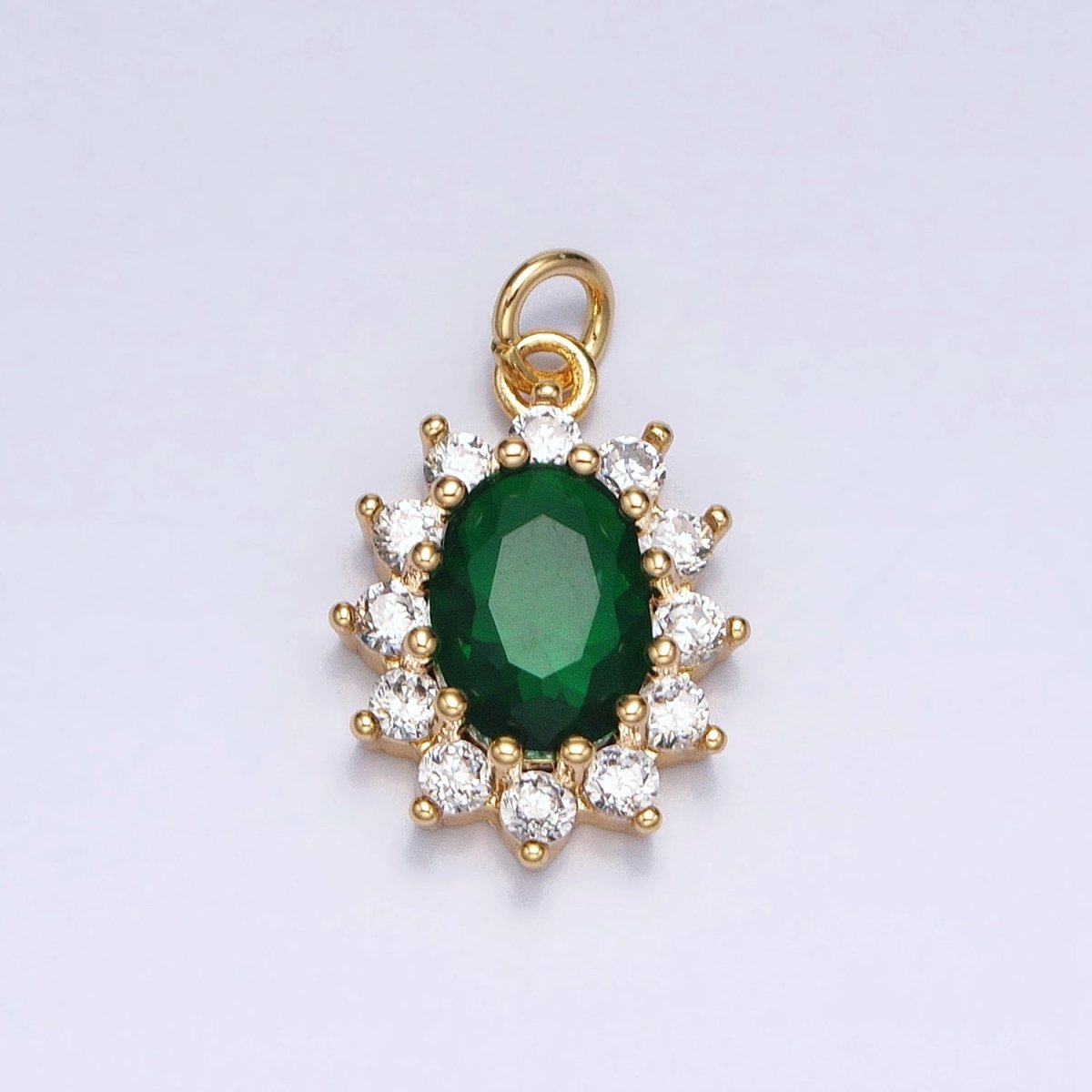 16K Gold Filled Emerald Green Oval Celestial Sun Star Add-On Charm in Gold & Silver | AC962 AC963 - DLUXCA