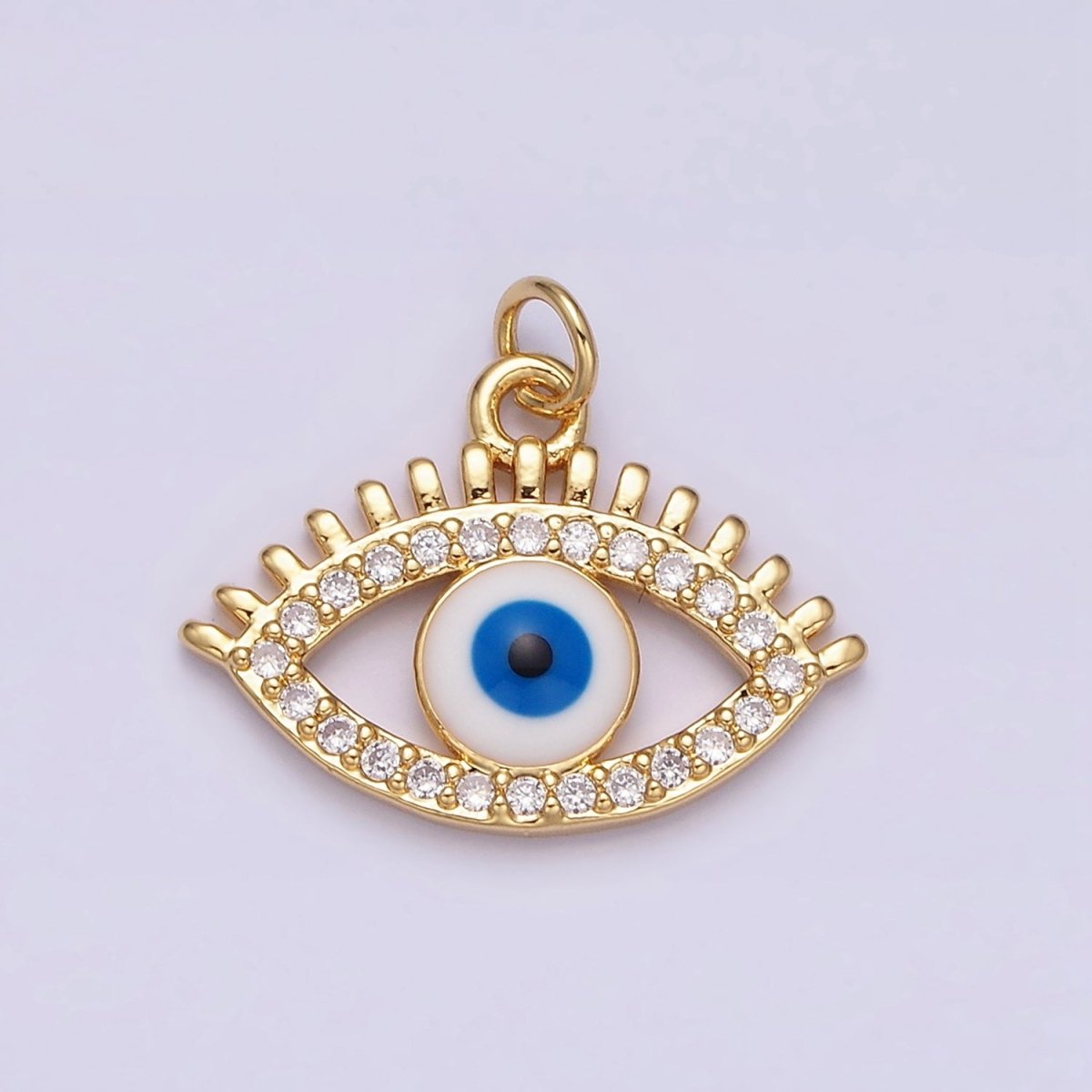 16K Gold Filled Evil Eye Enamel Micro Paved CZ Charm | AC1135 - DLUXCA