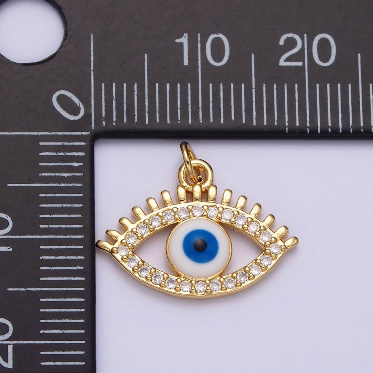 16K Gold Filled Evil Eye Enamel Micro Paved CZ Charm | AC1135 - DLUXCA