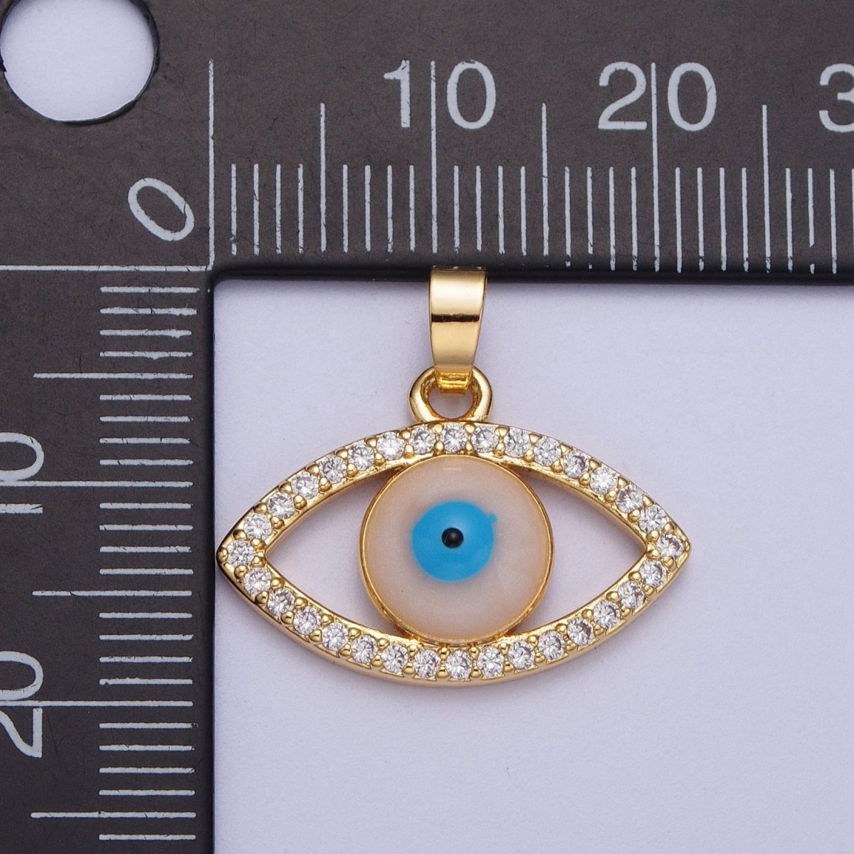 16K Gold Filled Evil Eye of Ra Micro Paved CZ Cubic Zirconia Pendant For Protection Jewelry | X-691 - DLUXCA