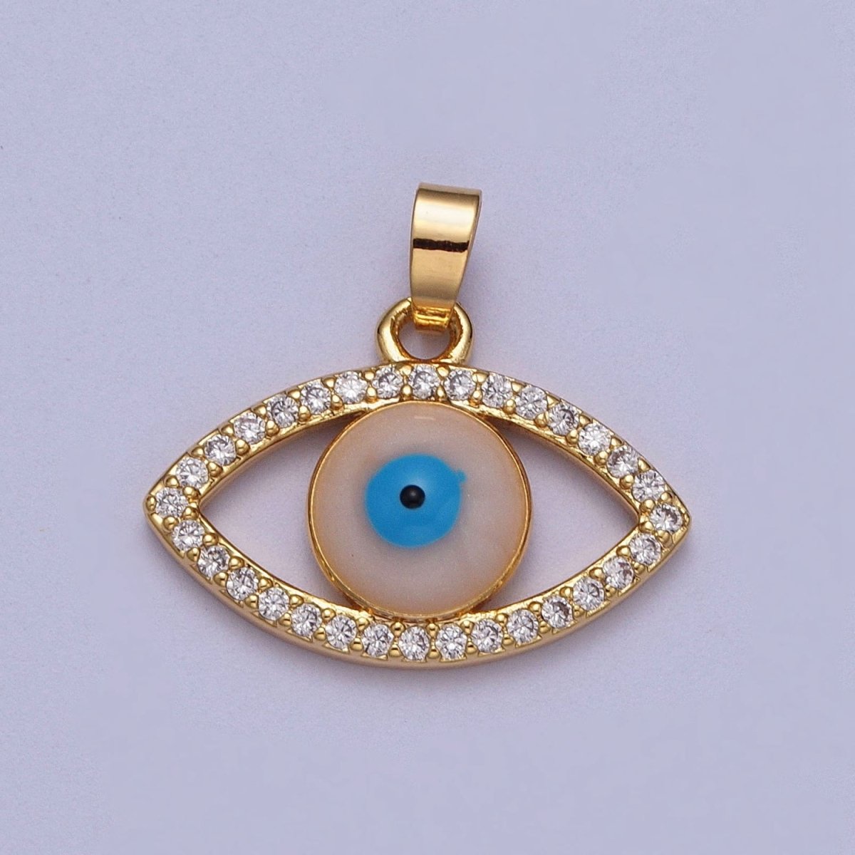 16K Gold Filled Evil Eye of Ra Micro Paved CZ Cubic Zirconia Pendant For Protection Jewelry | X-691 - DLUXCA