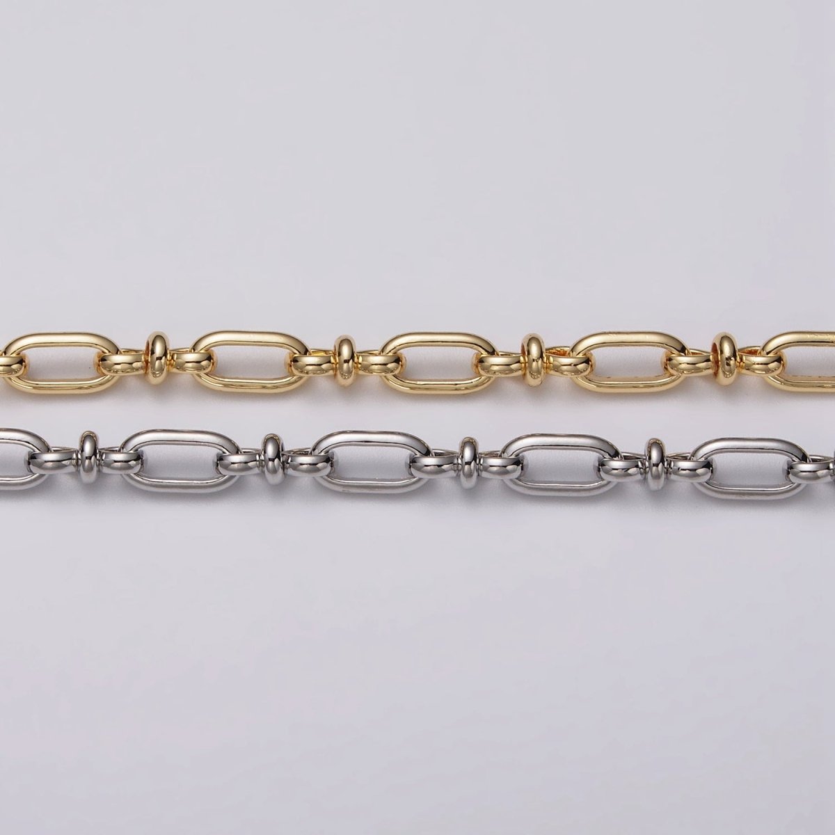 16k Gold Filled Figaro Long and Short Fancy Unfinished 4.5mm Chain in Gold & Silver | ROLL-1161 ROLL-1162 Clearance Pricing - DLUXCA