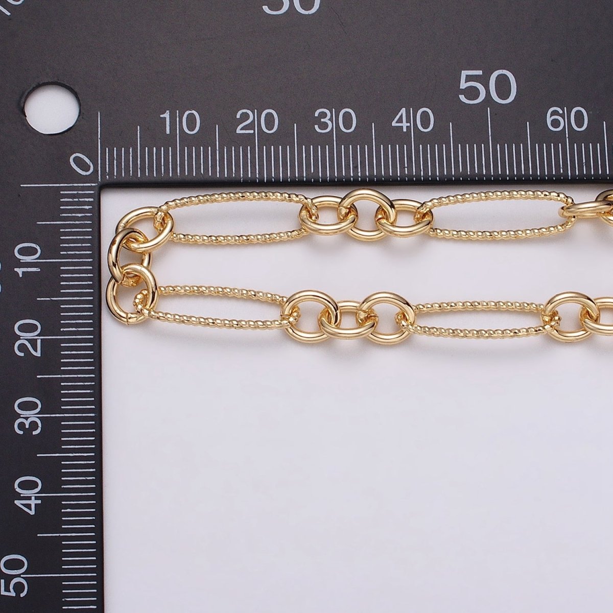 16K Gold Filled Figaro Long and Short Fancy Unfinished Chain by Yard in Gold & Silver | ROLL-1215 ROLL-1216 Clearance Pricing - DLUXCA