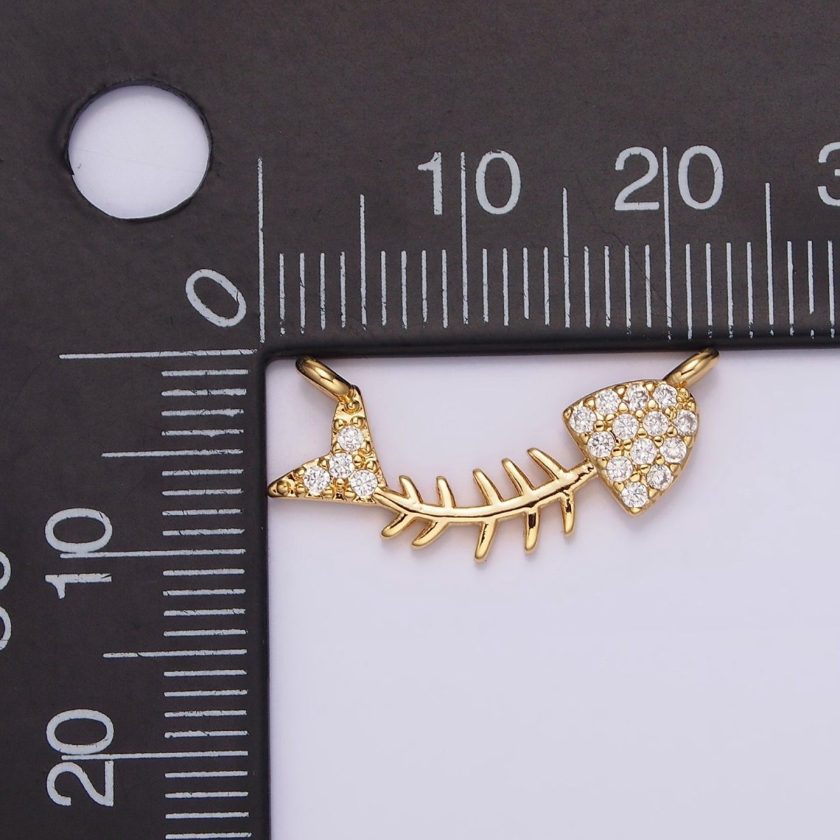 16K Gold Filled Fish Bone Micro Paved CZ Curved Connector | G-031 - DLUXCA