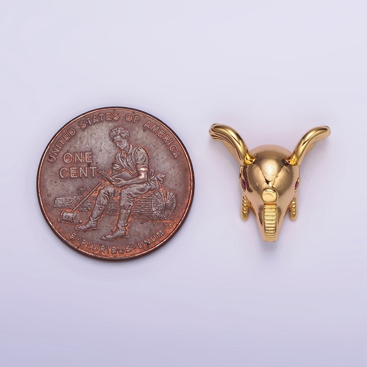 16K Gold Filled Fuchsia CZ Eyed Elephant Jungle Animal Bead Spacer | B-782 - DLUXCA