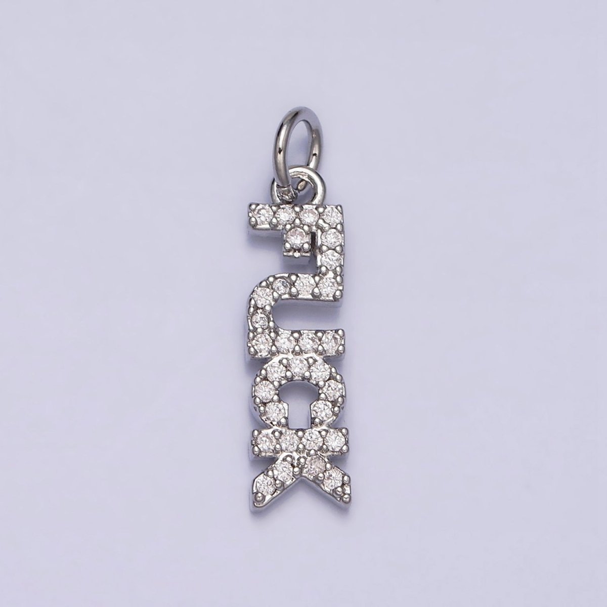 16K Gold Filled "FUCK" Script Micro Paved CZ Add-On Charm in Gold & Silver | AC1329 AC1330 - DLUXCA