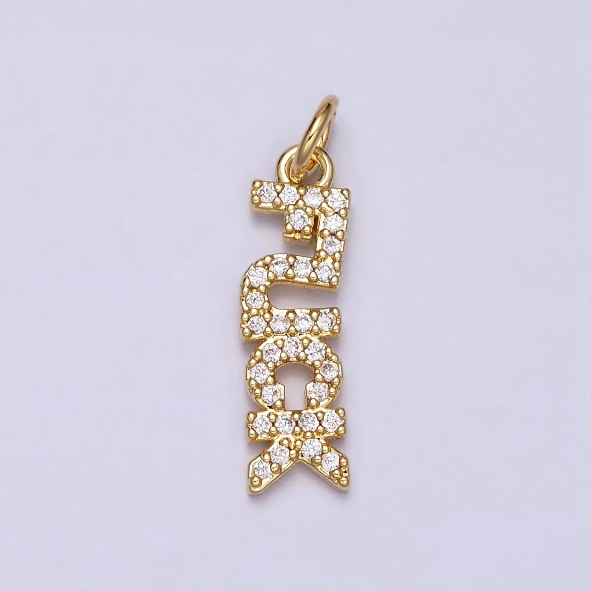 16K Gold Filled "FUCK" Script Micro Paved CZ Add-On Charm in Gold & Silver | AC1329 AC1330 - DLUXCA